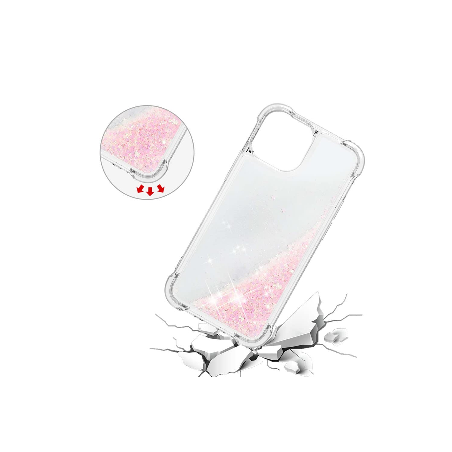 COTDINFOR Compatible with iPhone 14 Pro Max Case Glitter Liquid Cute Clear Phone Case Floating Quicksand Shockproof Protecti