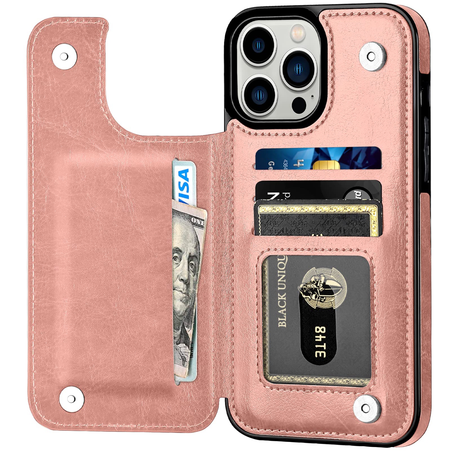 Aoksow Designed for iPhone 14 Pro Max Wallet Case, Soft PU Leather Card Case with Kickstand Slim Protective Cover for iPhone