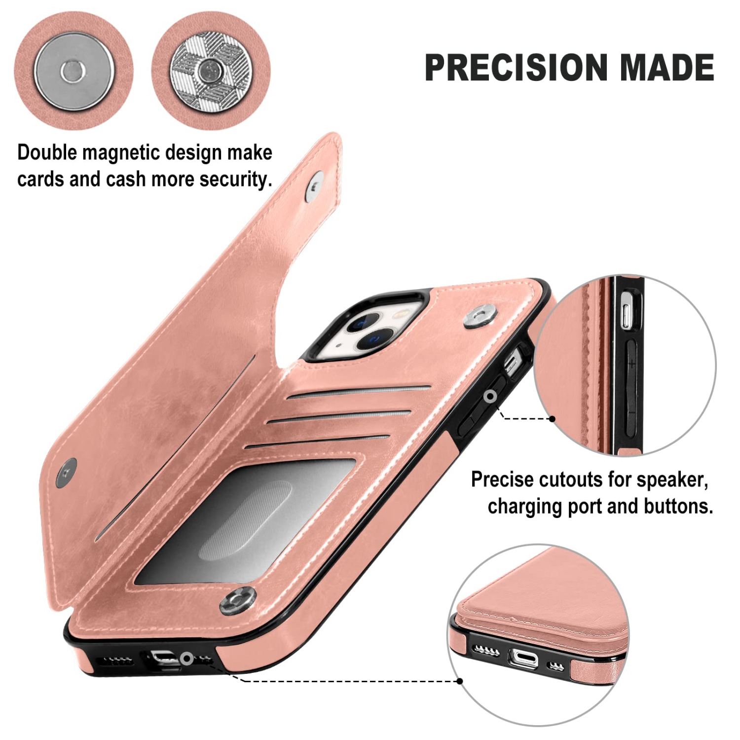 Aoksow Designed for iPhone 14 Plus Case, Premium PU Leather Card Holder Case with Kickstand Slim Phone Cover for iPhone 14 P