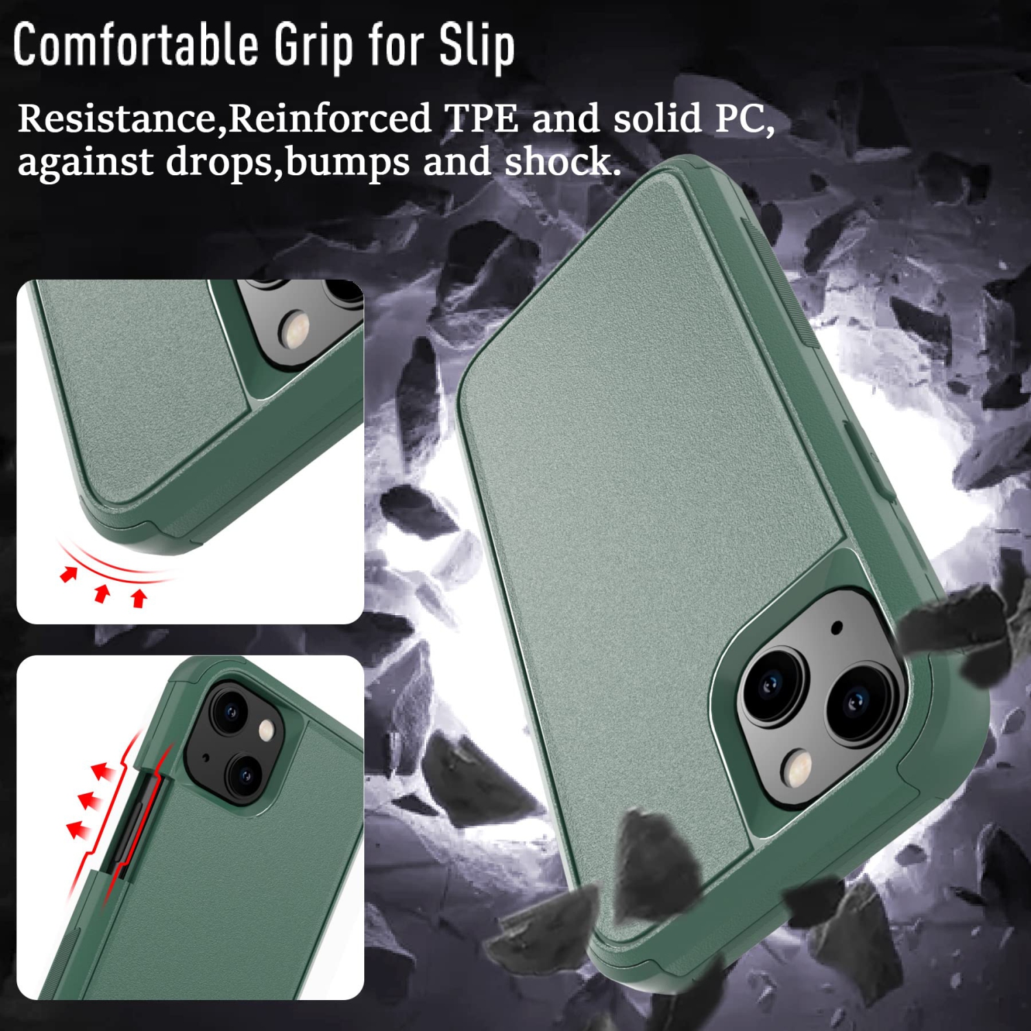 KEWEK Compatible with iPhone 14 Case, Heavy-Duty Tough Rugged Full-Body Shockproof Protective Anti-Scratch Drop Protection P