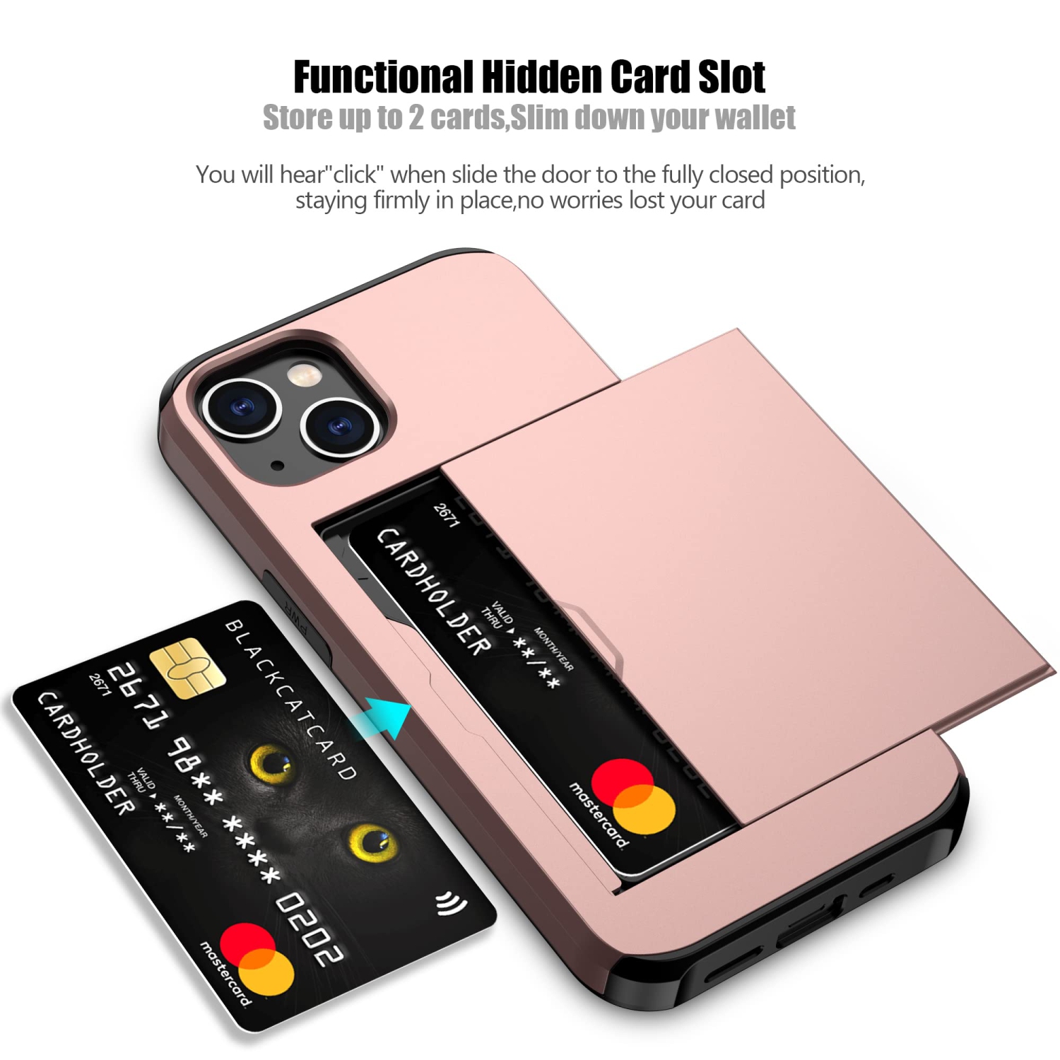 Nvollnoe for iPhone 14 Plus Case with Card Holder Heavy Duty Protective Dual Layer Shockproof Hidden Card Slot Slim Wallet C