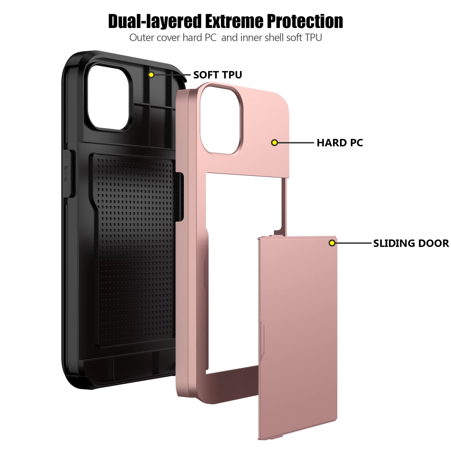 Nvollnoe for iPhone 14 Plus Case with Card Holder Heavy Duty Protective Dual Layer Shockproof Hidden Card Slot Slim Wallet C