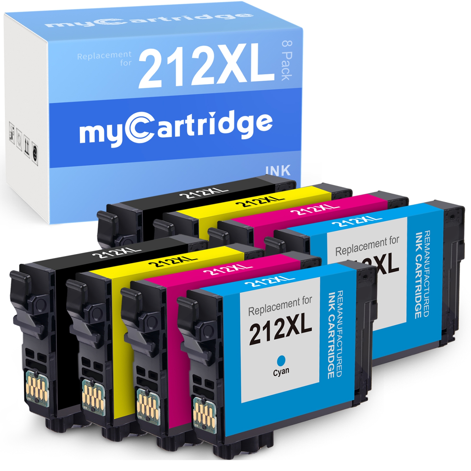 Epson 212XL Ink Cartridges | MYCARTRIDGE Remanufactured 212 XL 8-Pack High-Yield and Standard Capacity
