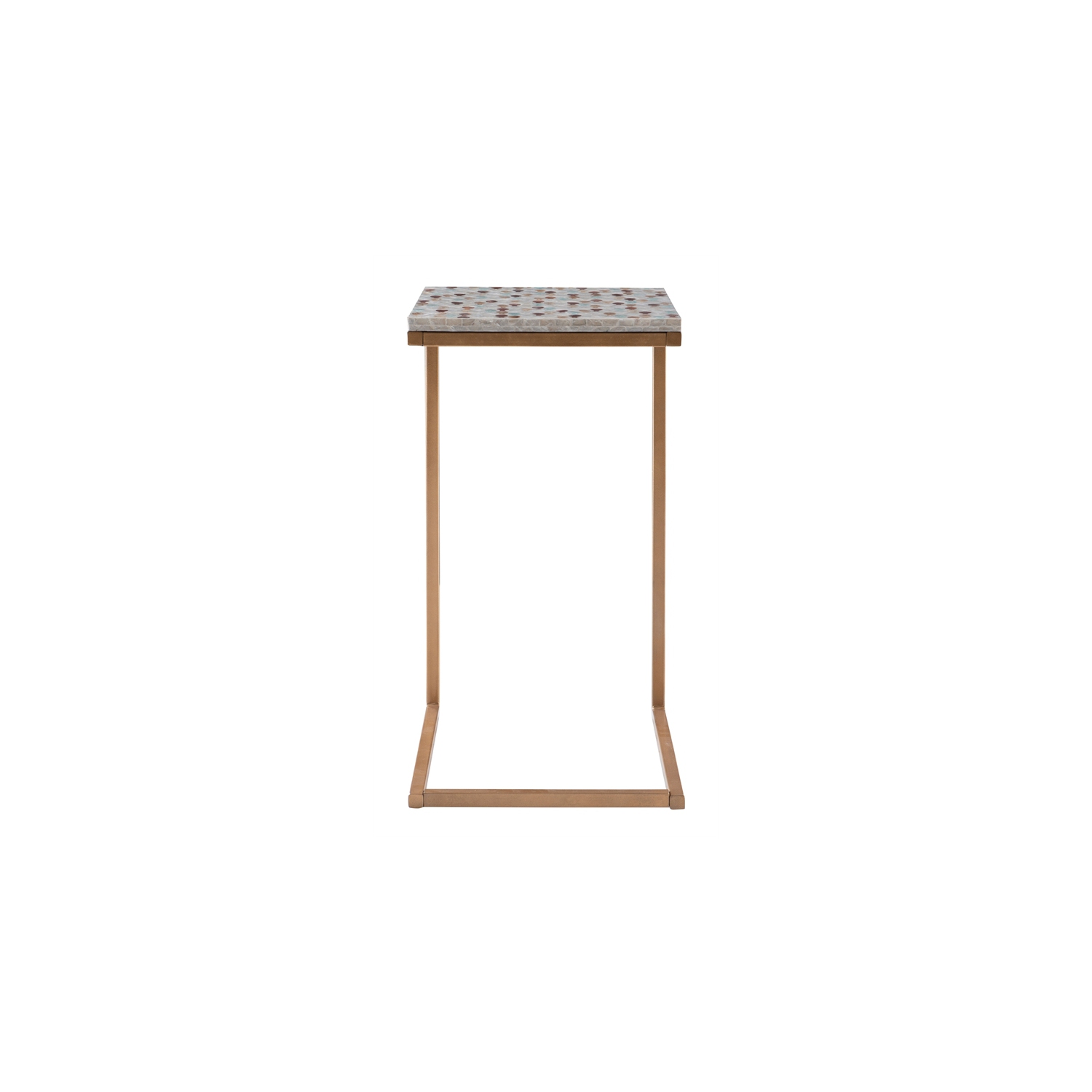 Riverbay Furniture Capiz Fish Mosaic Metal Accent C Table in Gold