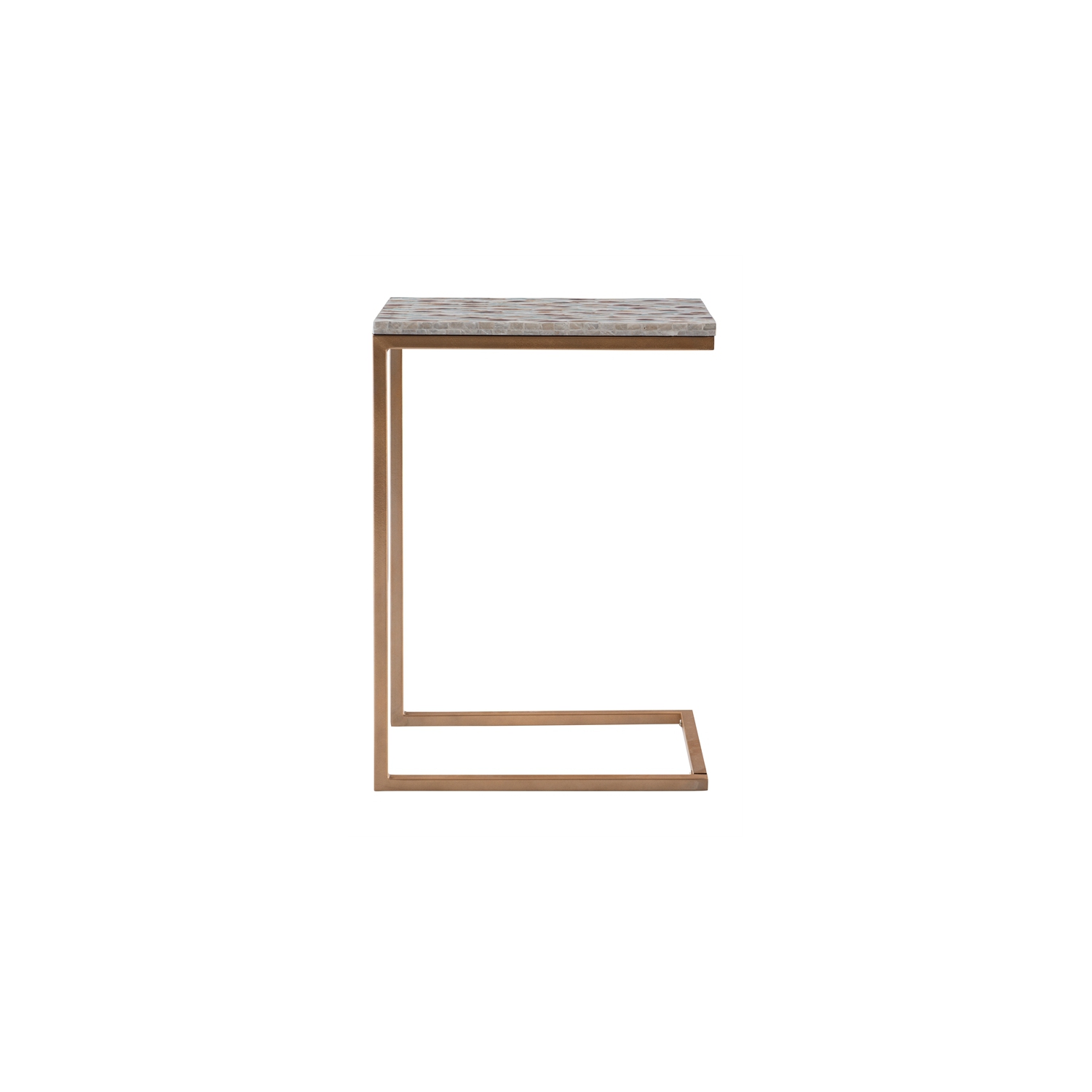 Riverbay Furniture Capiz Fish Mosaic Metal Accent C Table in Gold