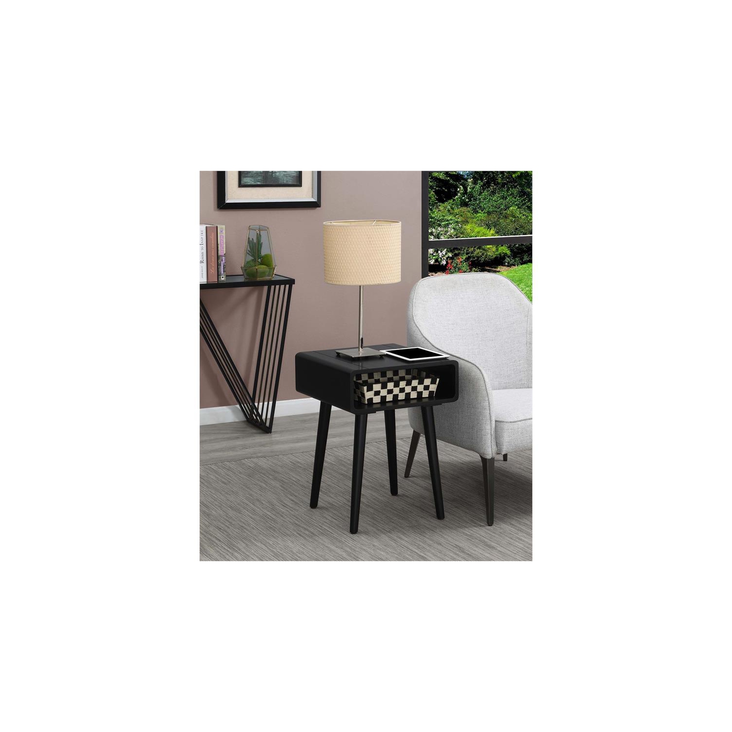 Convenience Concepts Napa Square End Table in Black Wood Finish