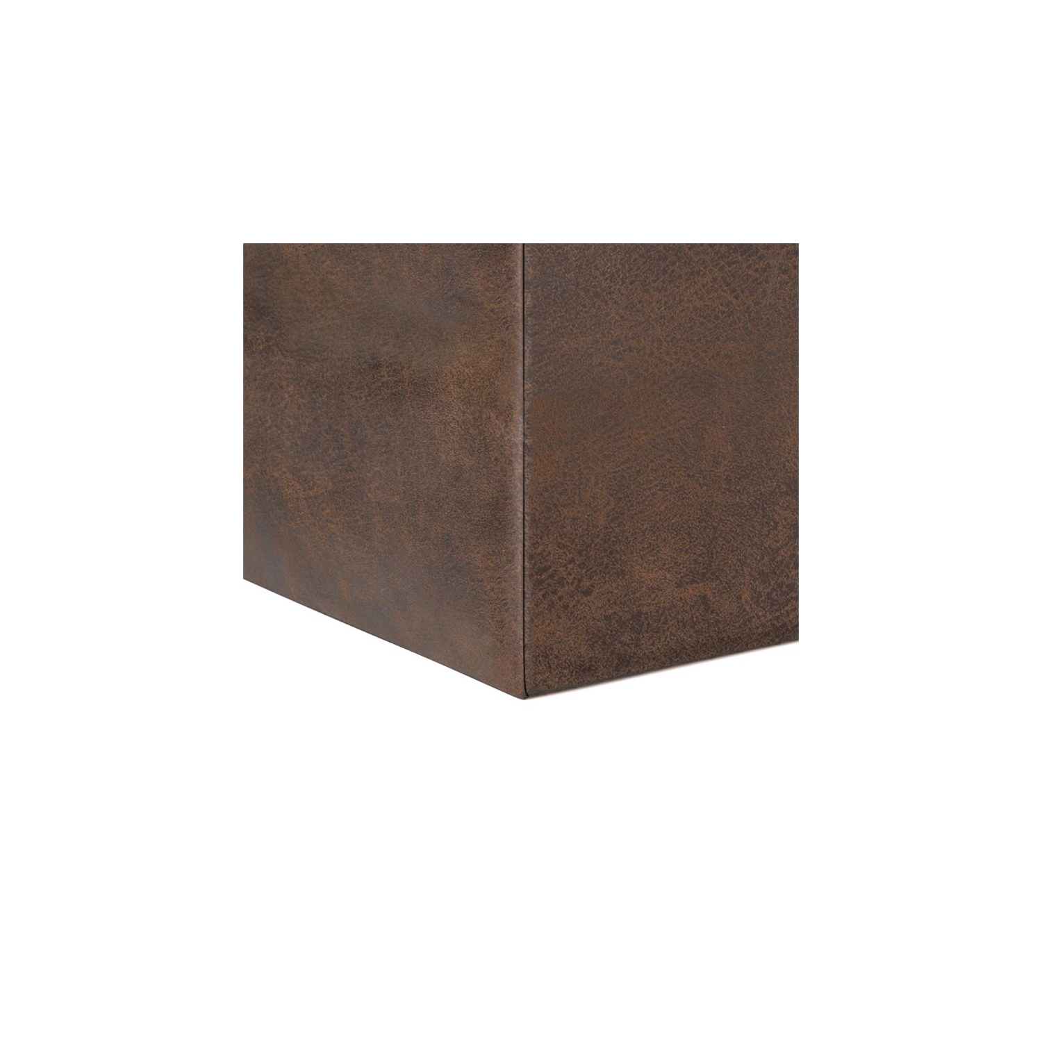 Rockwood Cube Storage Ottoman with Tray in Distressed Brown Faux Leather