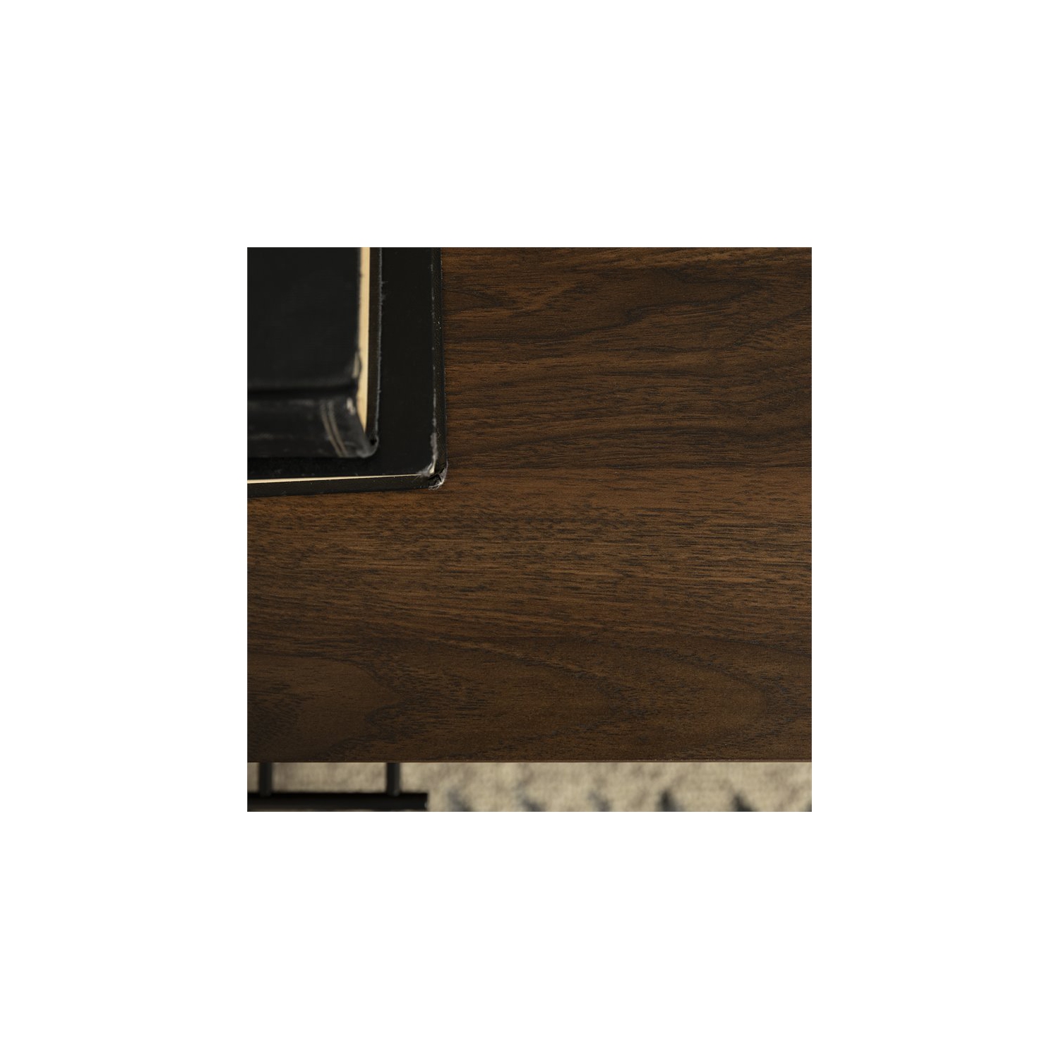 Pemberly Row 18" Single Drawer Hairpin Leg Bedroom Nightstand in Dark Walnut