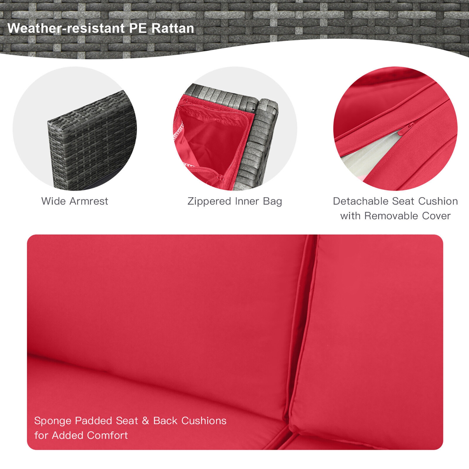 Gymax 9 PCS Patio Rattan Furniture Set Fire Pit Table Storage Grey W/ Cover