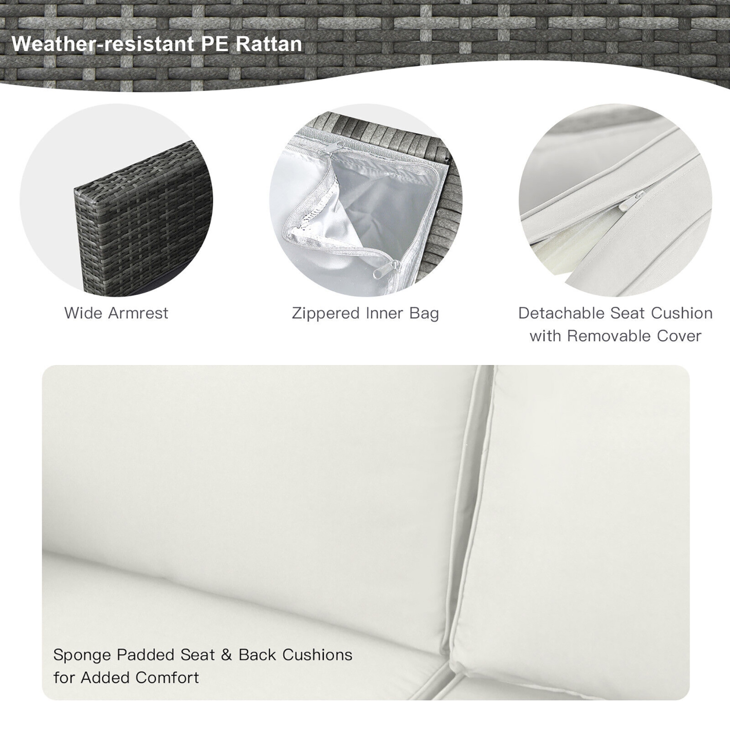 Gymax 9 PCS Patio Rattan Furniture Set Fire Pit Table Storage Grey W/ Cover