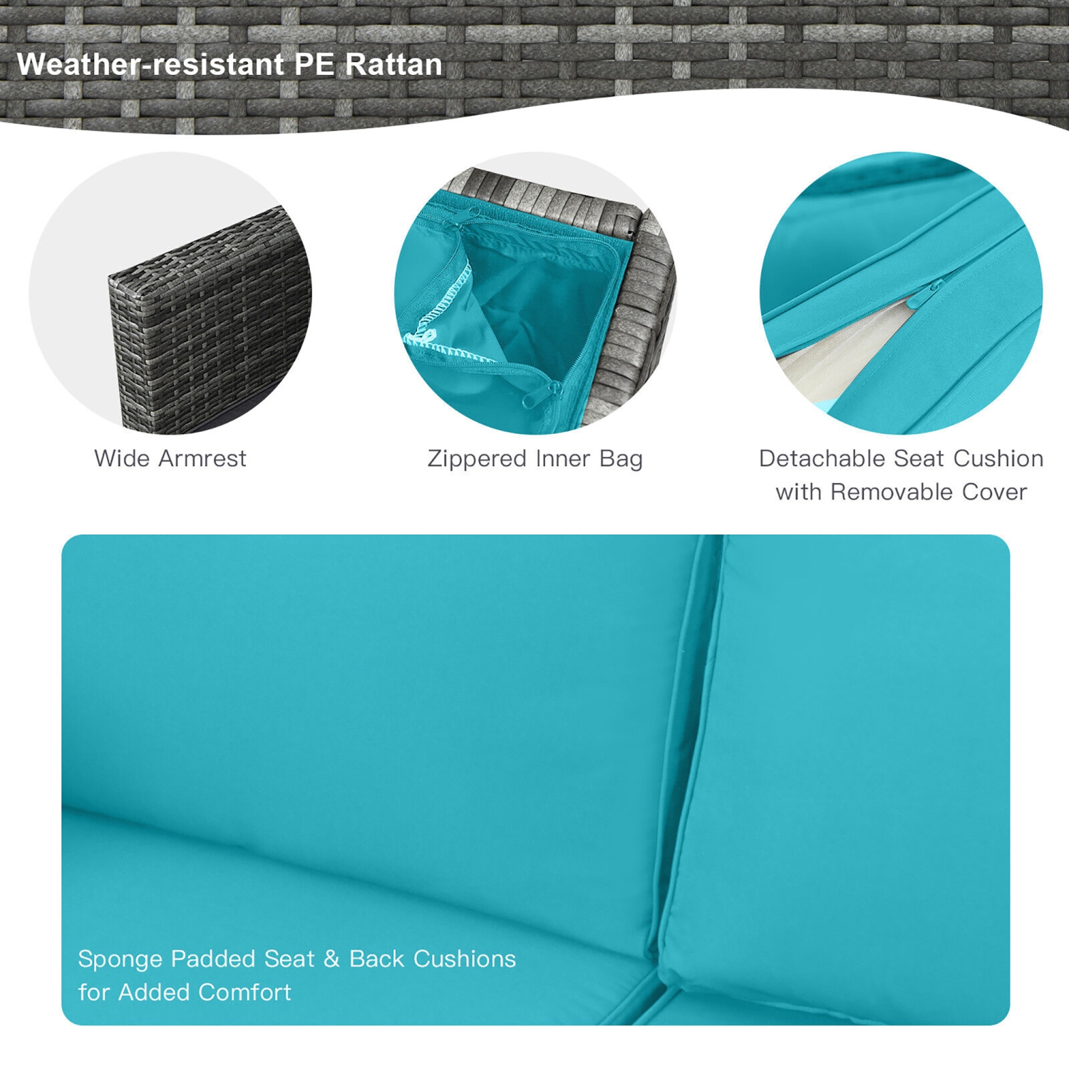 Gymax 9 PCS Patio Rattan Furniture Set Fire Pit Table Storage Grey W/ Cover