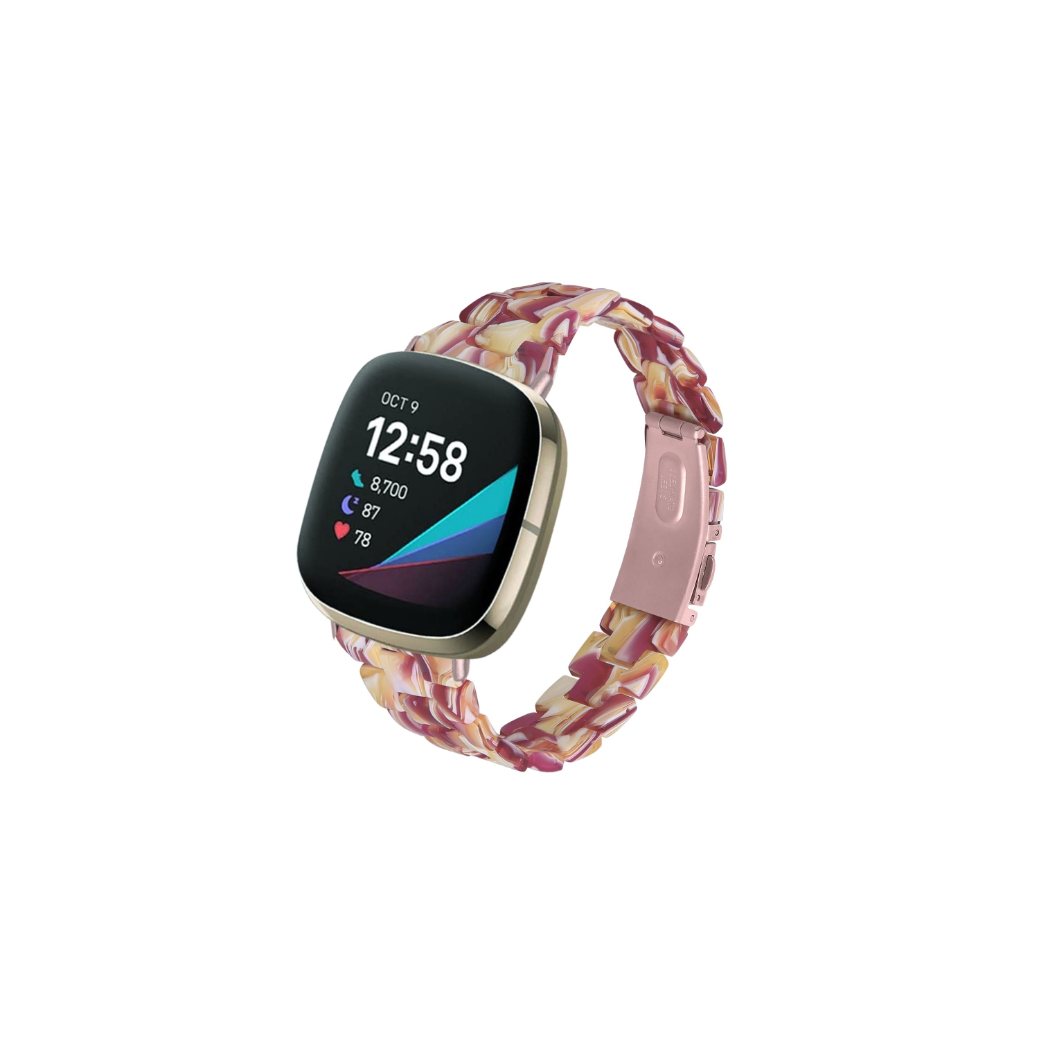 StrapsCo Marble Resin Band Bracelet avec fermoir pour Fitbit Sense - Marbre Féminin