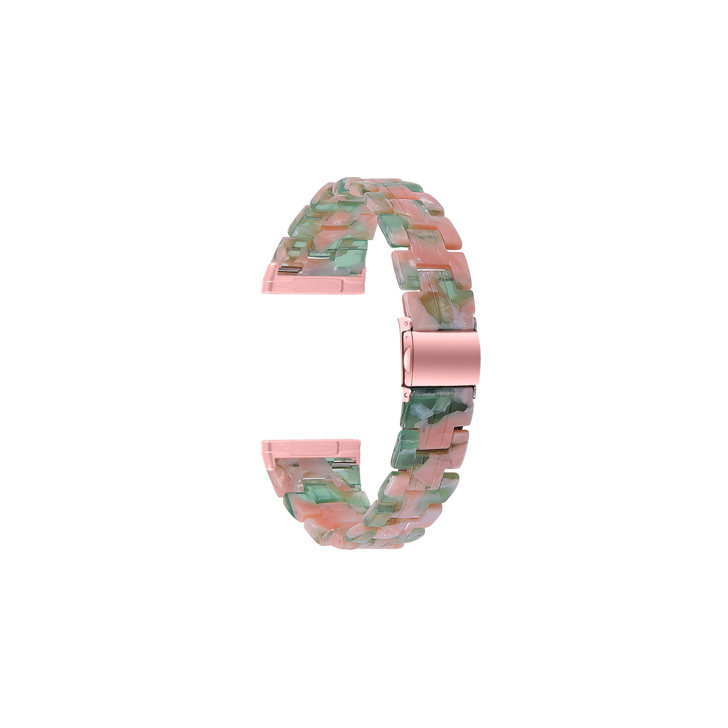 StrapsCo Marble Resin Band Bracelet Strap With Clasp for Fitbit Sense - Pink & Green