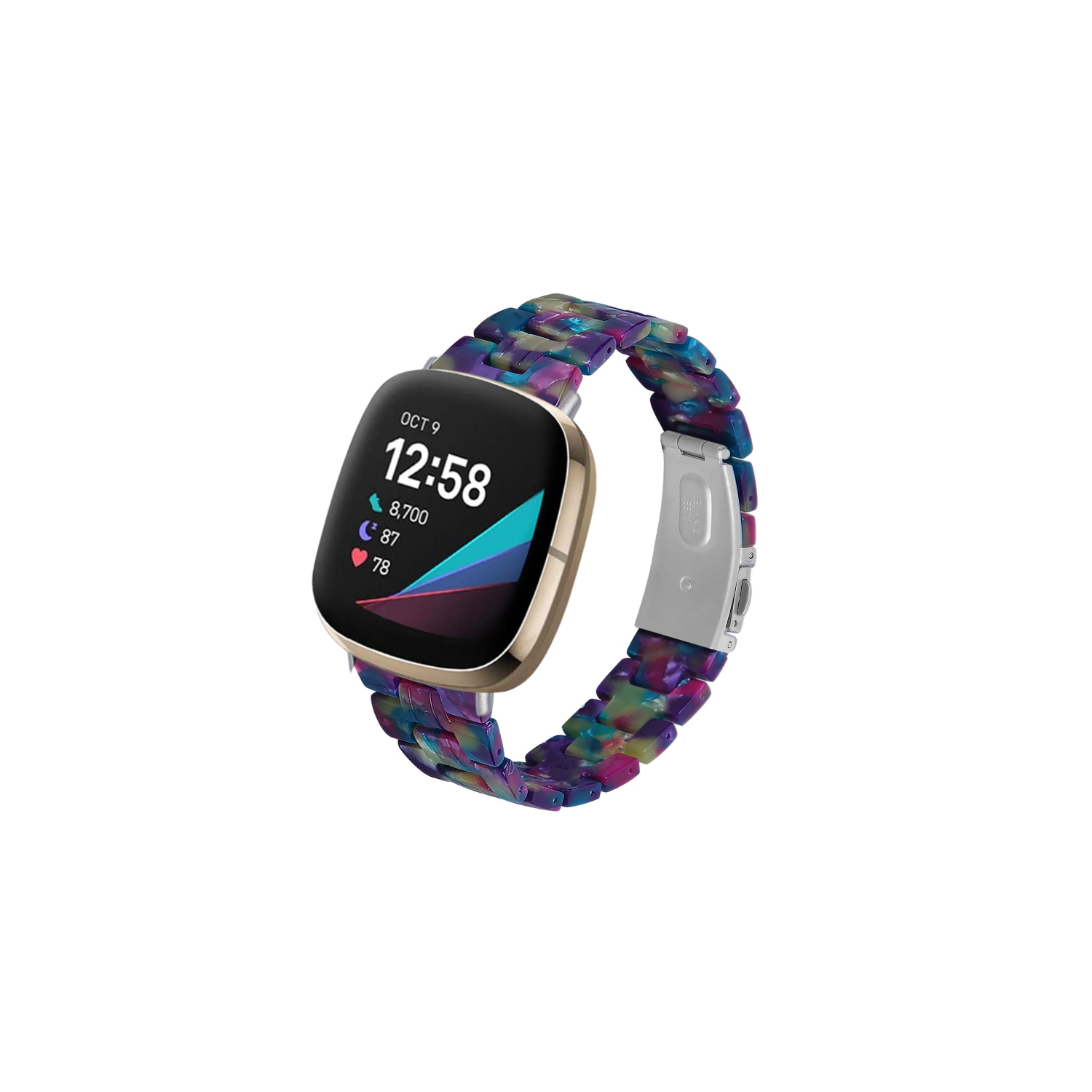 StrapsCo Marble Resin Band Bracelet avec fermoir pour Fitbit Sense - Multicouleur foncé