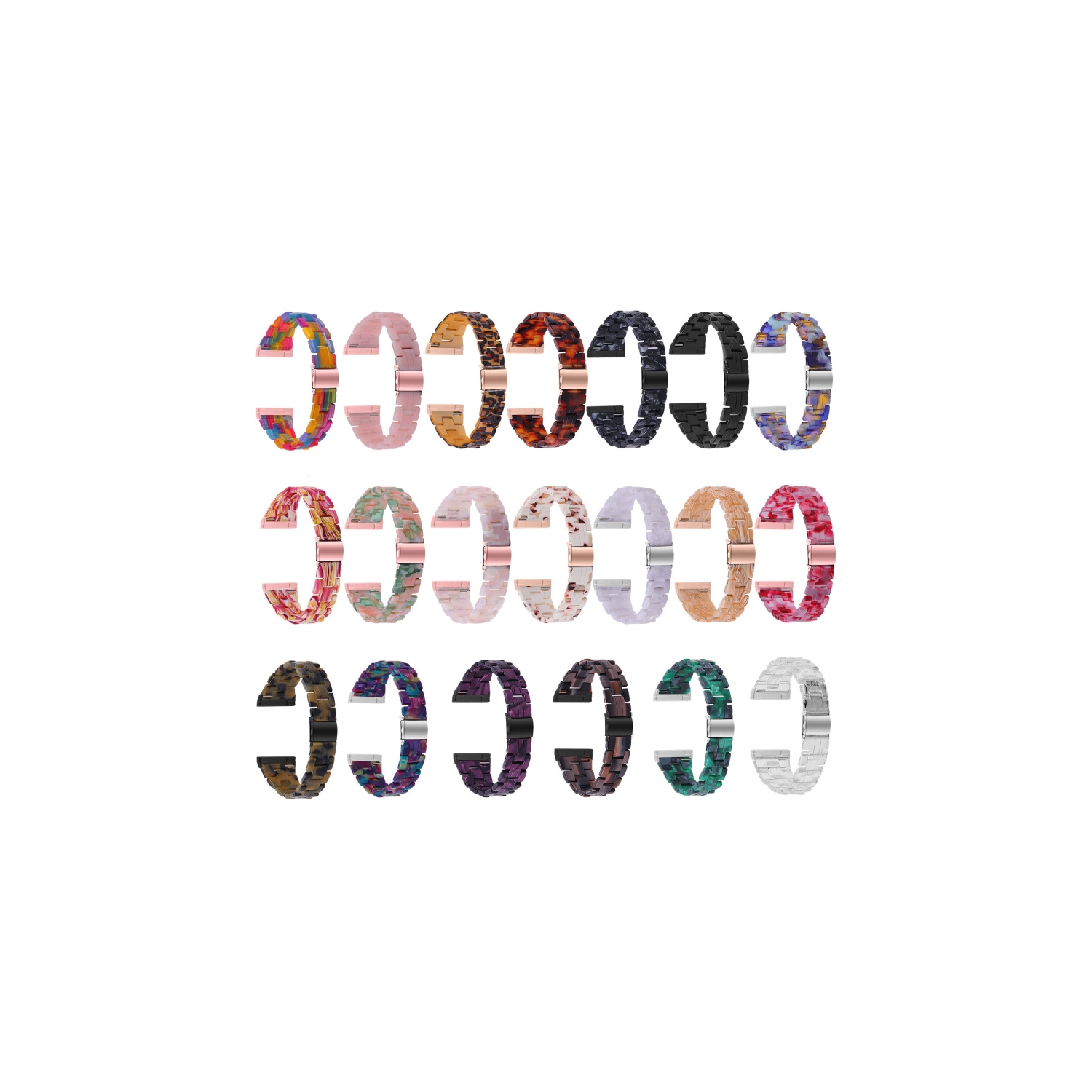 StrapsCo Marble Resin Band Bracelet avec fermoir pour Fitbit Sense - Bleu Multicouleur