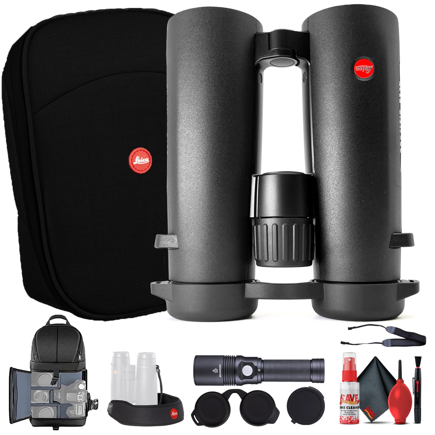 Leica 8x42 Noctivid Prism Binocular - Black + 6Ave Accessory Kit