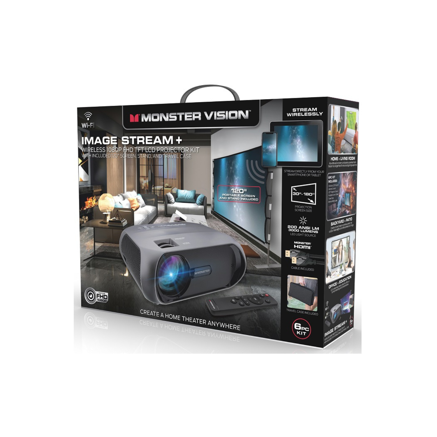 PROJECTEUR ACL 1080p HD INTÉGRALE À MATRICE ACTIVE SANS FIL VISION DE MONSTER