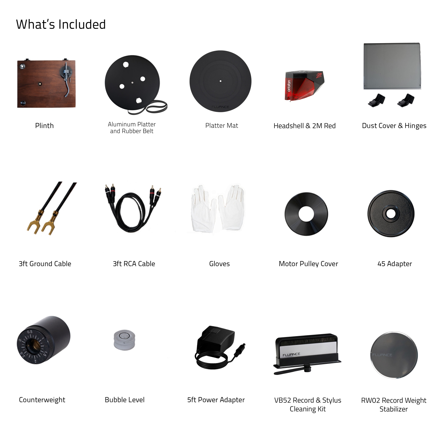 Tourne-disque en vinyle Reference RT83 de Fluance avec poids de disque et trousse de nettoyage pour vinyle