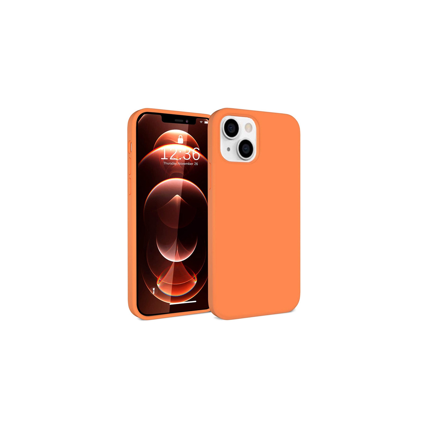 【CSmart】 Slim Soft Liquid Silicone Gel Rubber Case Back Cover for iPhone 15 Plus / 14 Plus, Orange