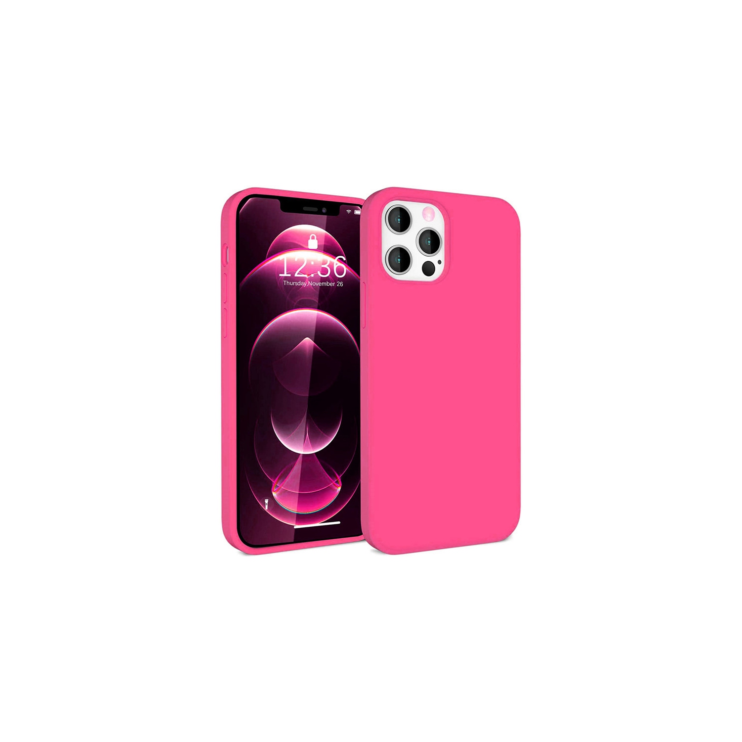 【CSmart】 Slim Soft Liquid Silicone Gel Rubber Case Back Cover for iPhone 14 Pro Max, Hot Pink