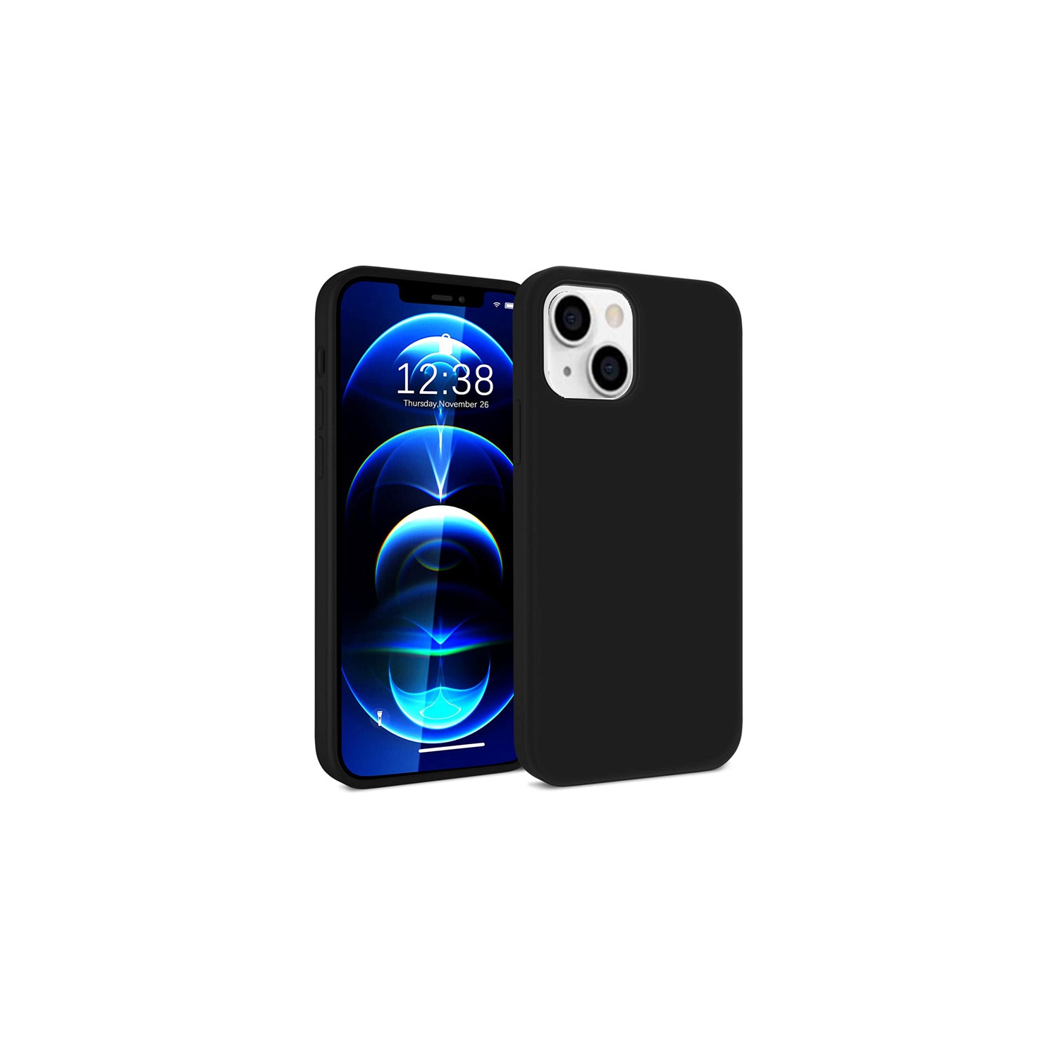 【CSmart】 Slim Soft Liquid Silicone Gel Rubber Case Back Cover for iPhone 15 / 14, Black