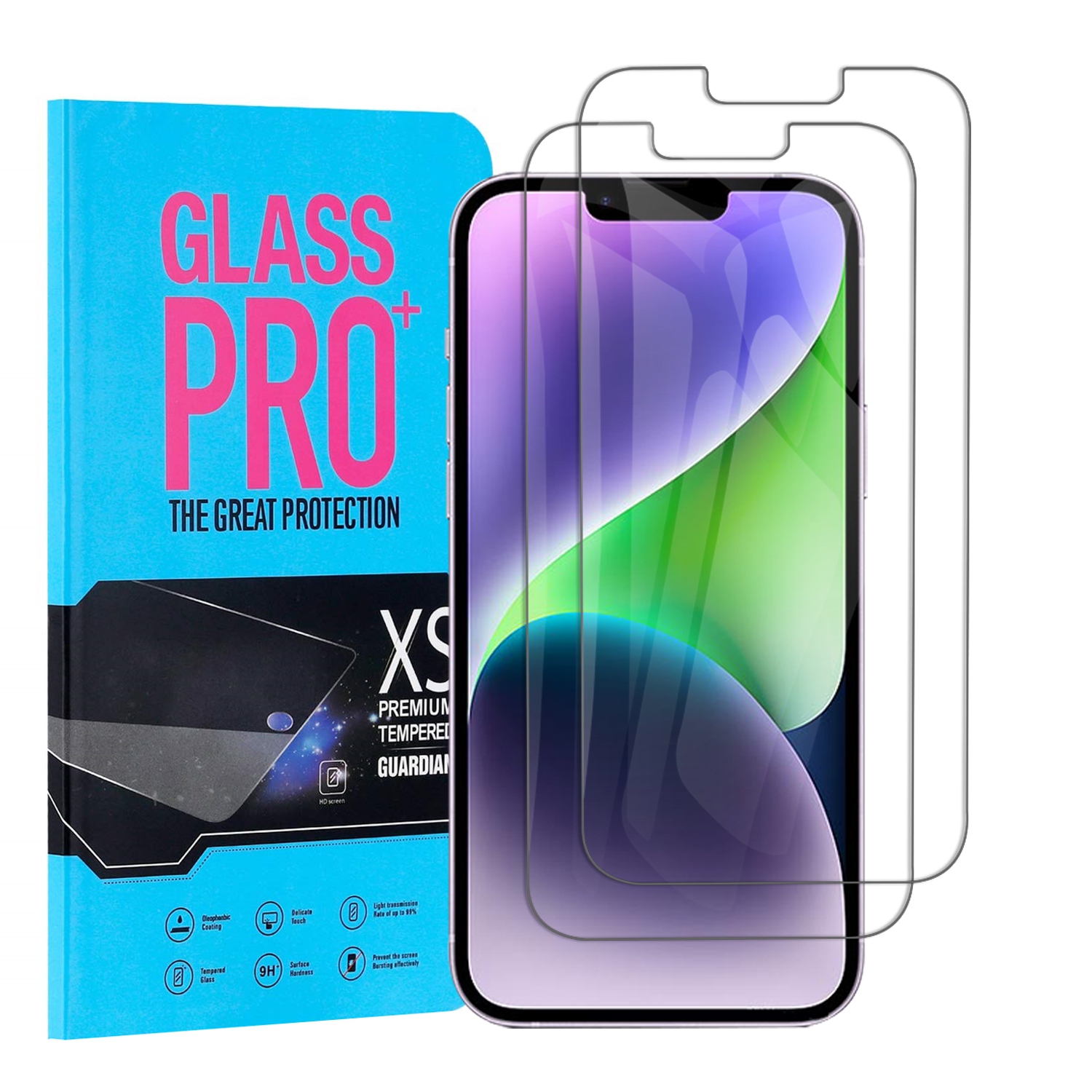 Protecteur d’écran en verre trempé 9H de SuperShield pour iPhone 14/14 Pro/13/13 Pro/12/12 Pro d’Apple - protecteur d’écran ACL mince - compatible