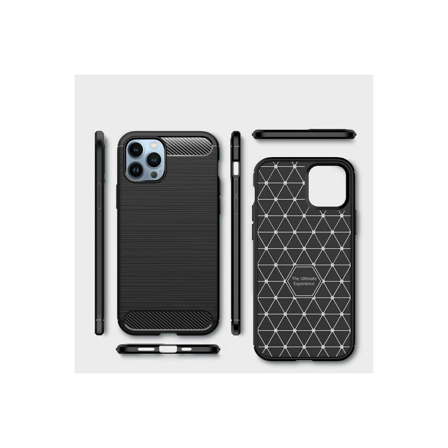 SuperShield Black Brushed Metal Case for Apple iPhone 14 Plus Carbon Fiber Soft Shockproof Cover