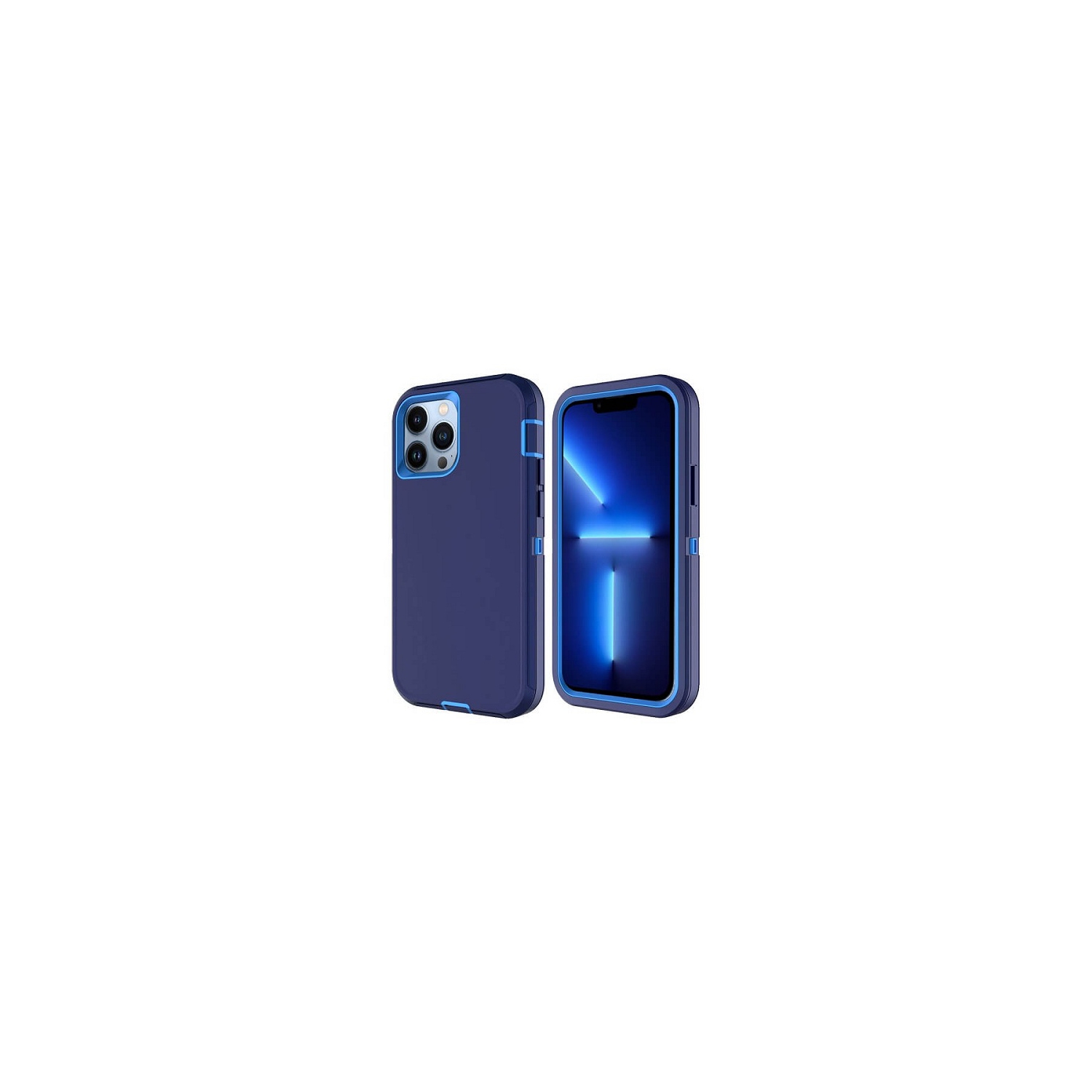 Pour iPhone 14 plus d’Apple, étui 3-en-1 résistant aux chutes Tradies Hybrid Armor, robuste, antichoc, bleu