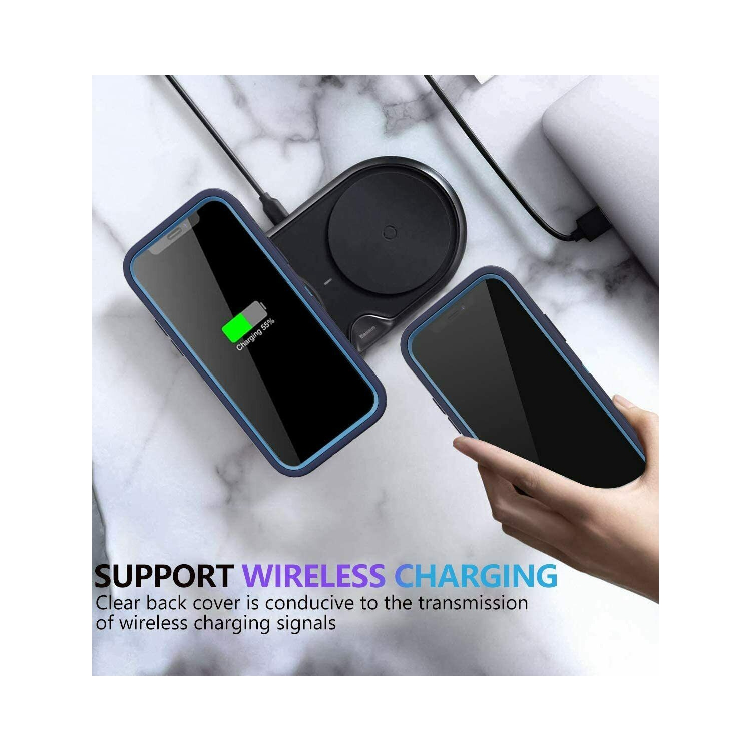 Pour iPhone 14 plus d’Apple, étui 3-en-1 résistant aux chutes Tradies Hybrid Armor, robuste, antichoc, bleu