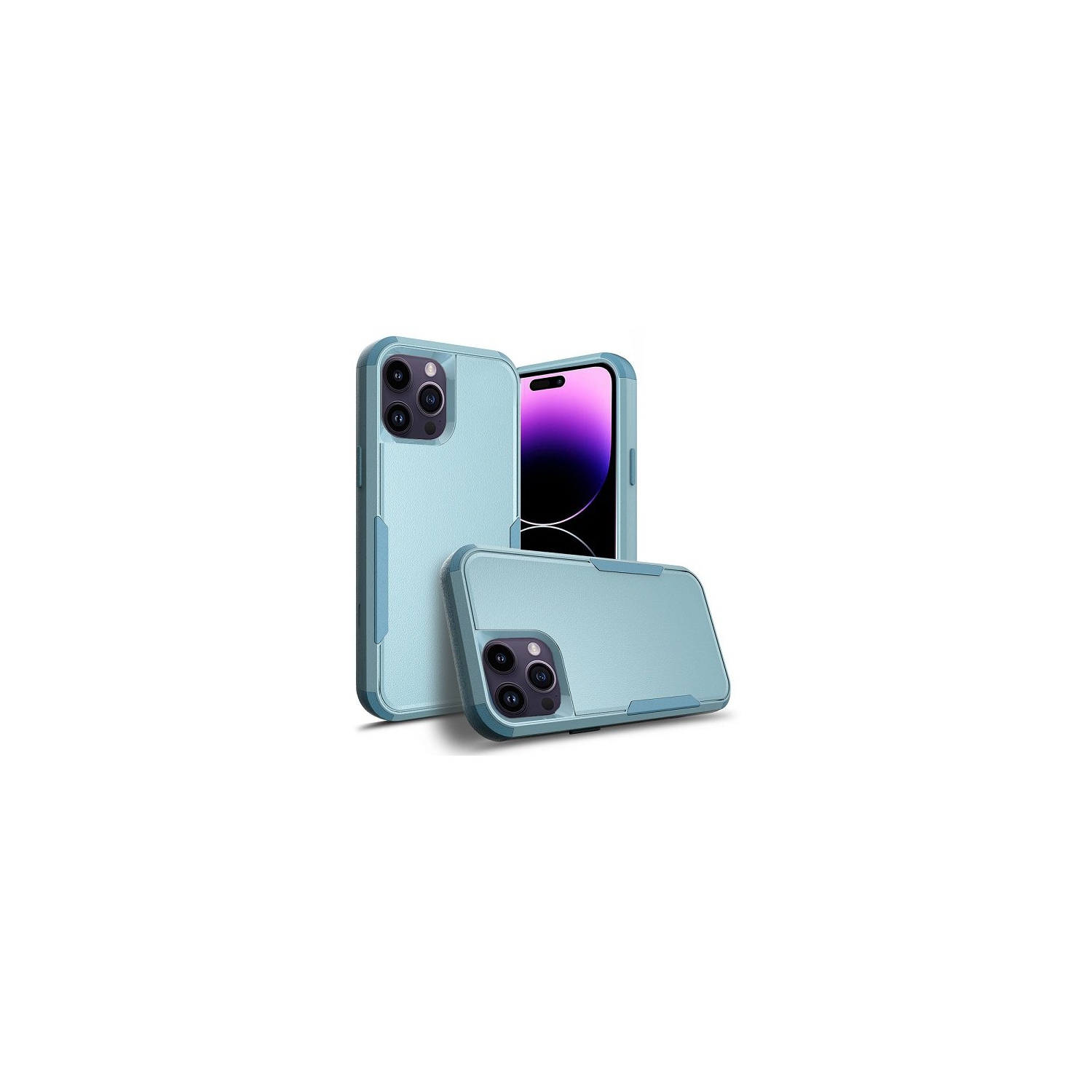 Pour Apple iPhone 14 Pro Max 3en1 étui résistant aux chutes Tradies Hybrid Armor robuste antichoc, étui rigide, résistant aux chutes - Bleu ciel