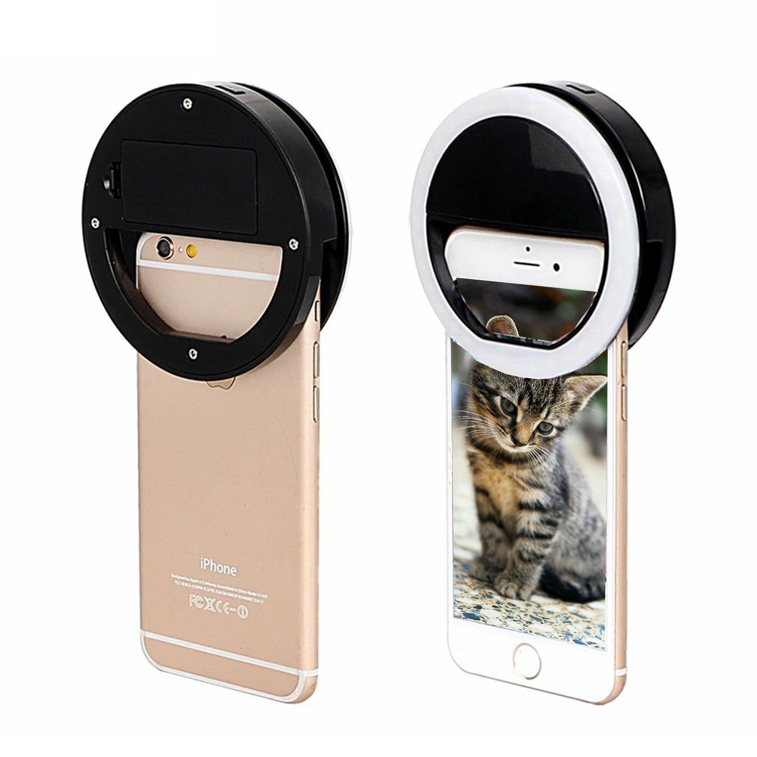 Elink EK814 Anneau Lumineux Selfie Rechargeable 30 DEL à Pince pour Smartphones, Noir