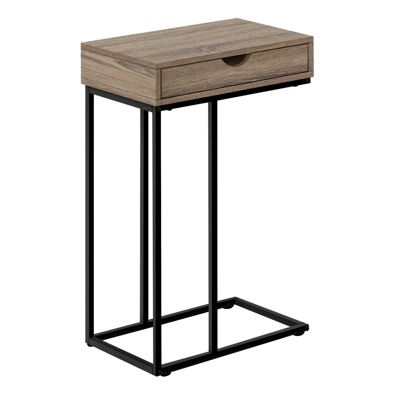 Monarch Specialties I 3771 Accent Table - 25"H / Dark Taupe / Black Metal