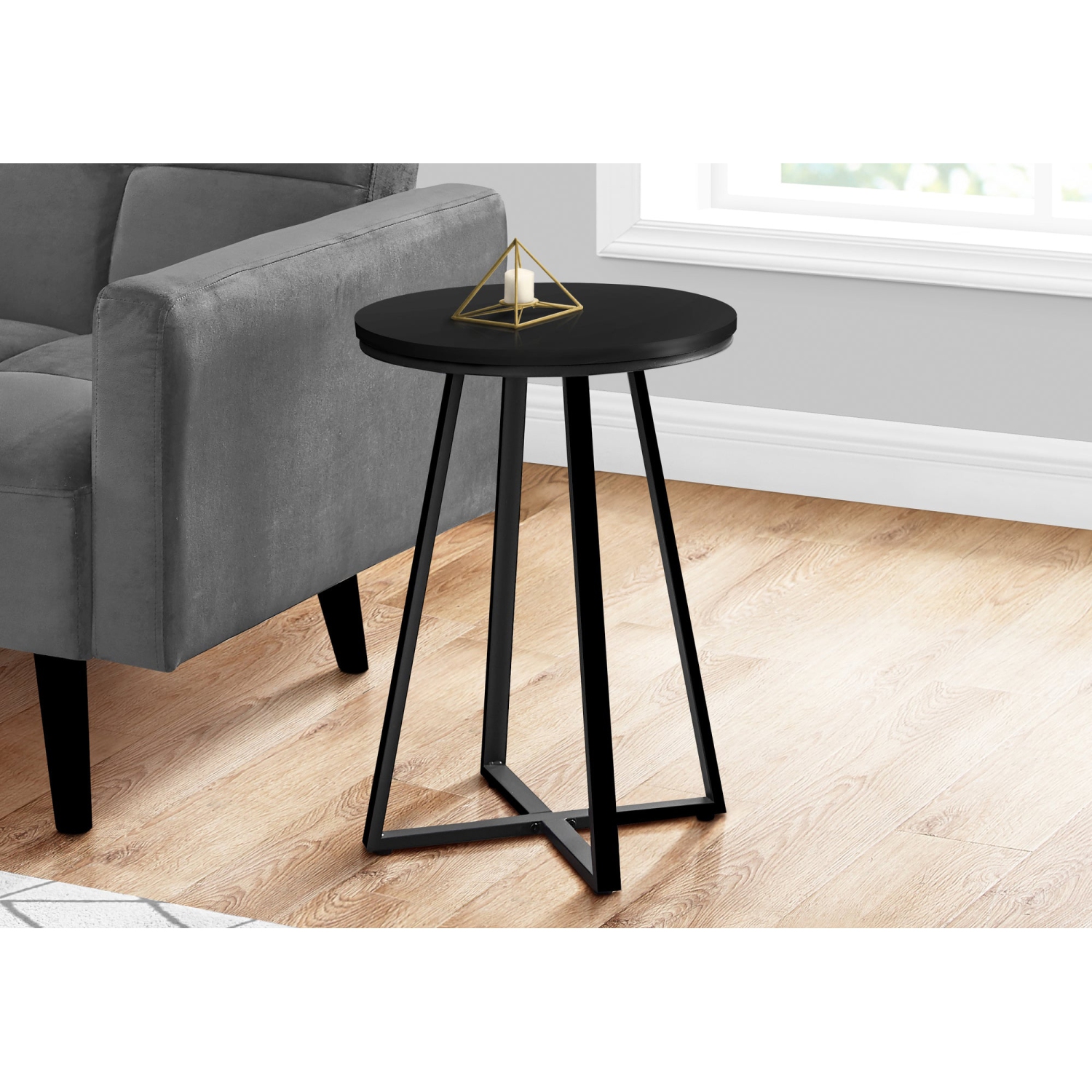 Monarch Specialties I 2175 Accent Table - 22"H / Black / Black Metal