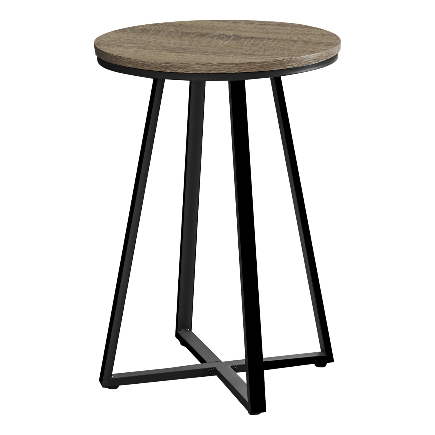 Monarch Specialties I 2177 Accent Table - 22"H / Dark Taupe / Black Metal