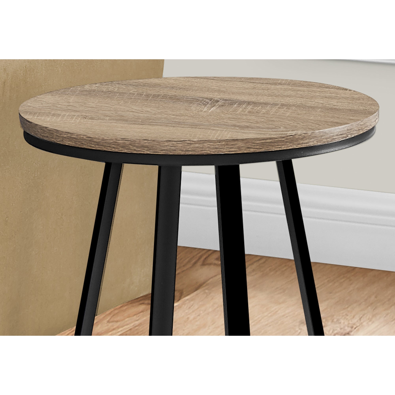 Monarch Specialties I 2177 Accent Table - 22"H / Dark Taupe / Black Metal