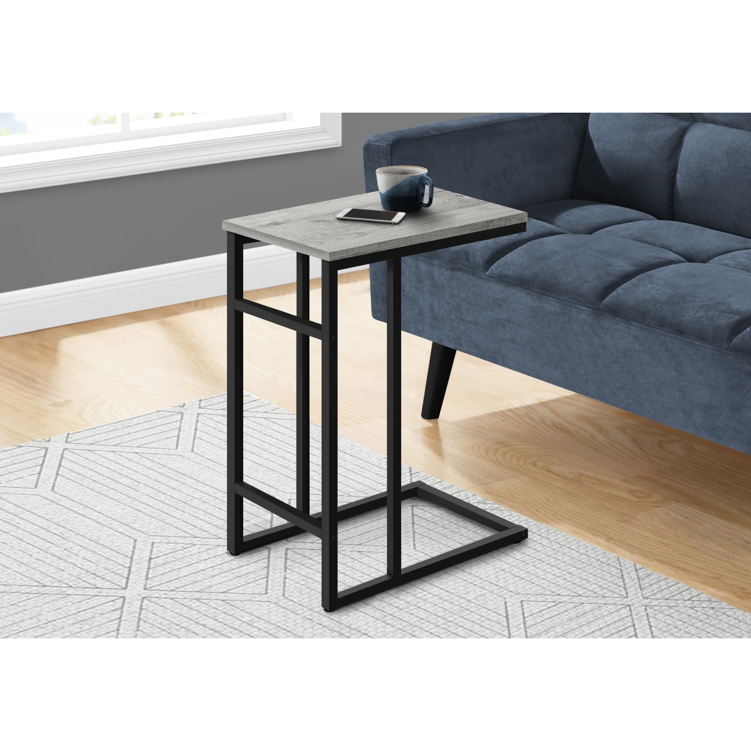 Monarch Specialties I 2171 Accent Table - 24"H / Grey / Black Metal