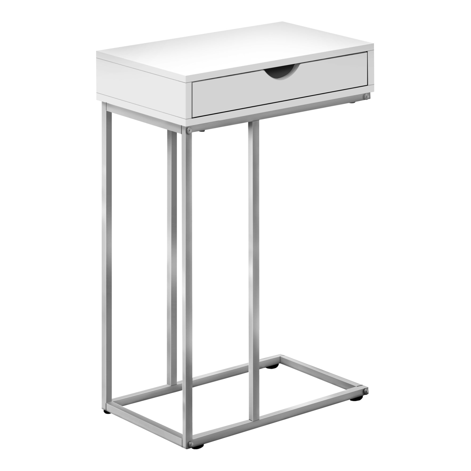 Monarch Specialties I 3774 Accent Table - 25"H / White / Silver Metal