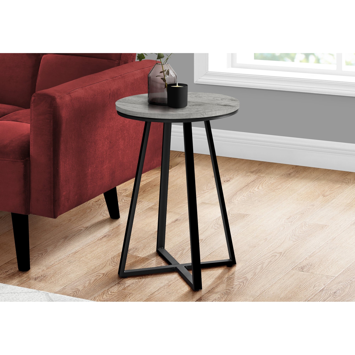 Monarch Specialties I 2176 Accent Table - 22"H / Grey / Black Metal