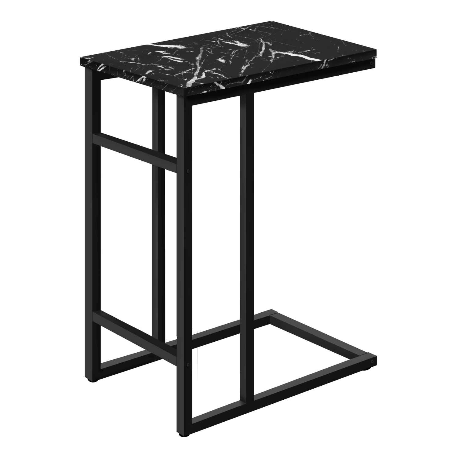 Monarch Specialties I 2174 Accent Table - 24"H / Black Marble / Black Metal