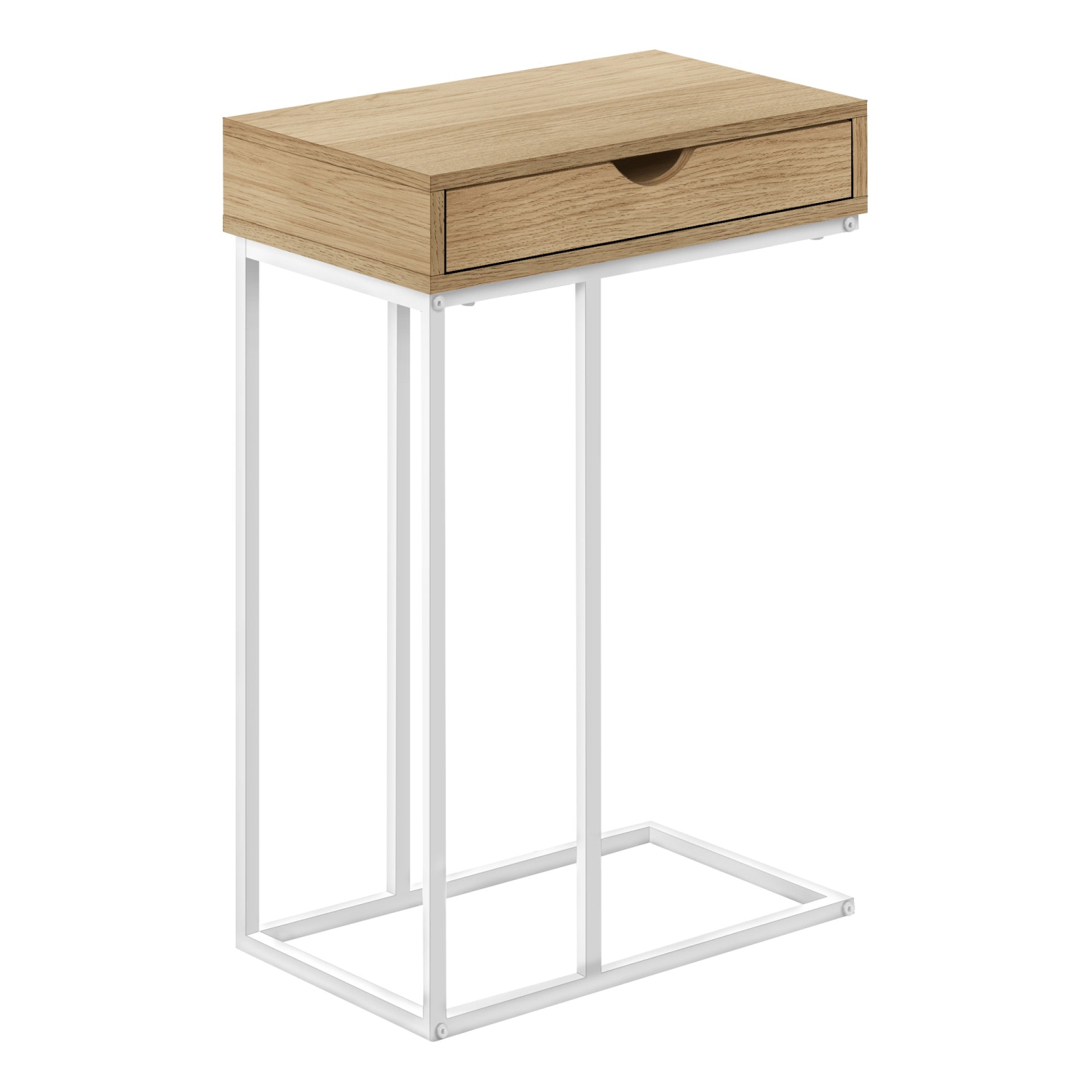 Monarch Specialties I 3775 Accent Table - 25"H / Natural / White Metal