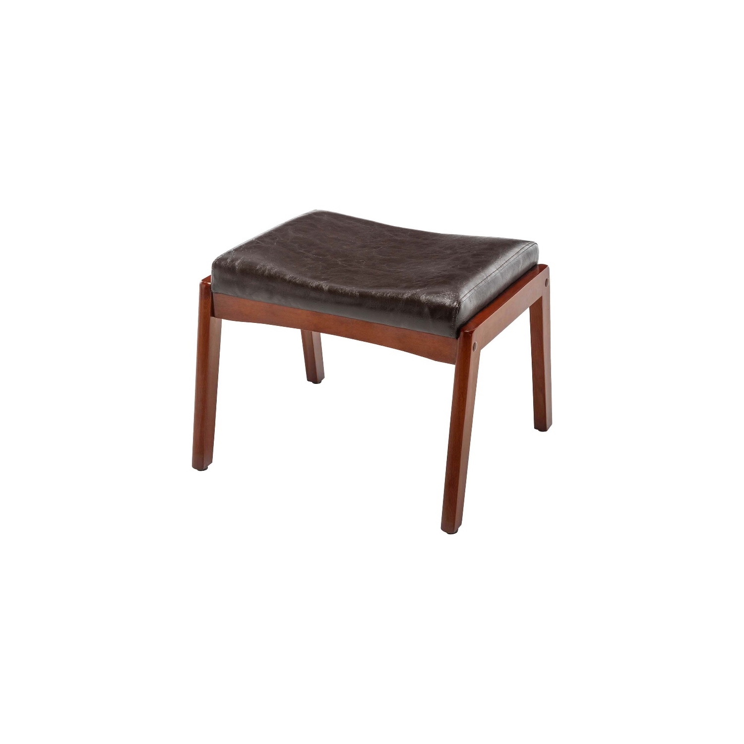 Designs4Comfort Natalie Accent Ottoman Stool in Espresso Faux Leather and Wood