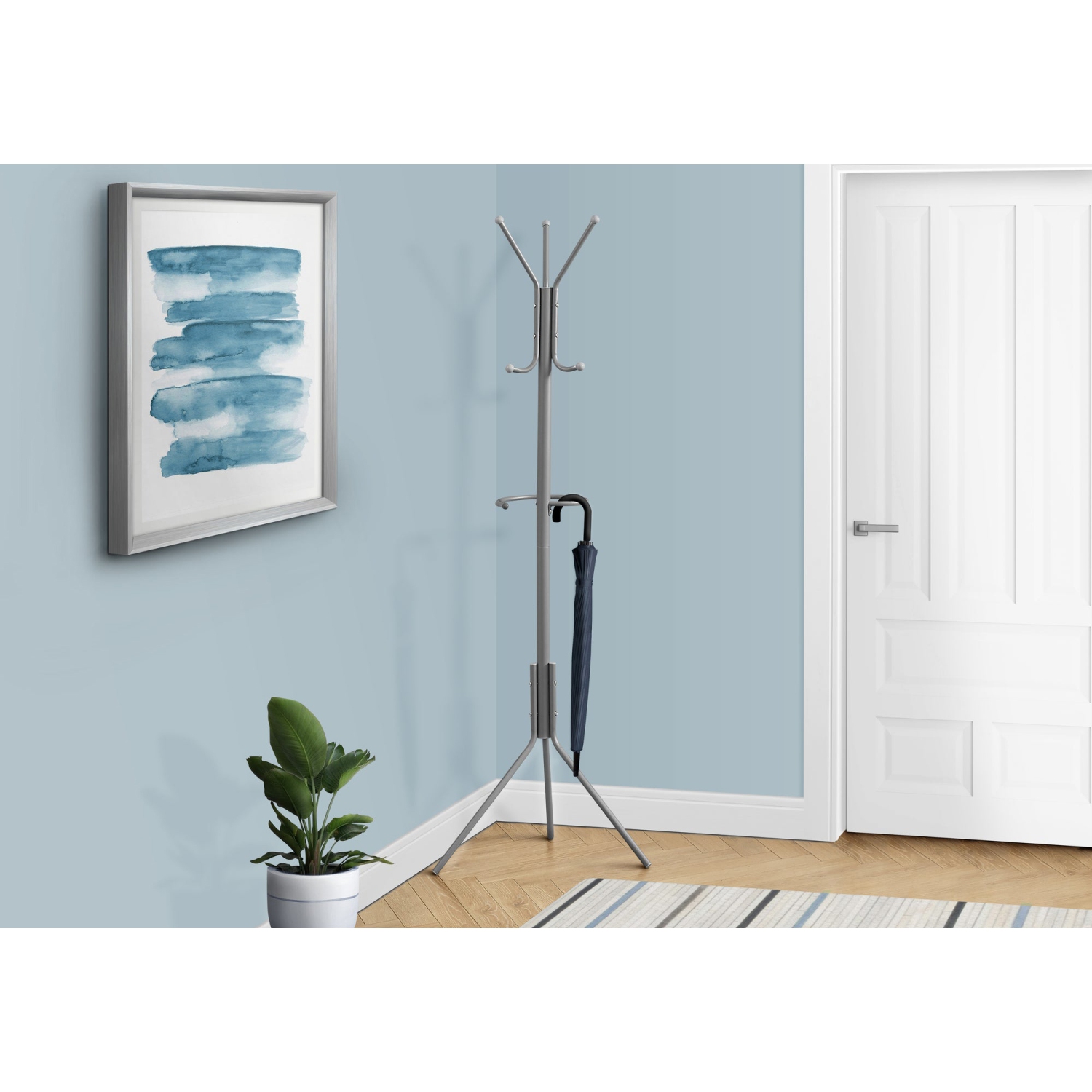 Monarch Specialties I 2163 Coat Rack - 68"H / Silver Metal