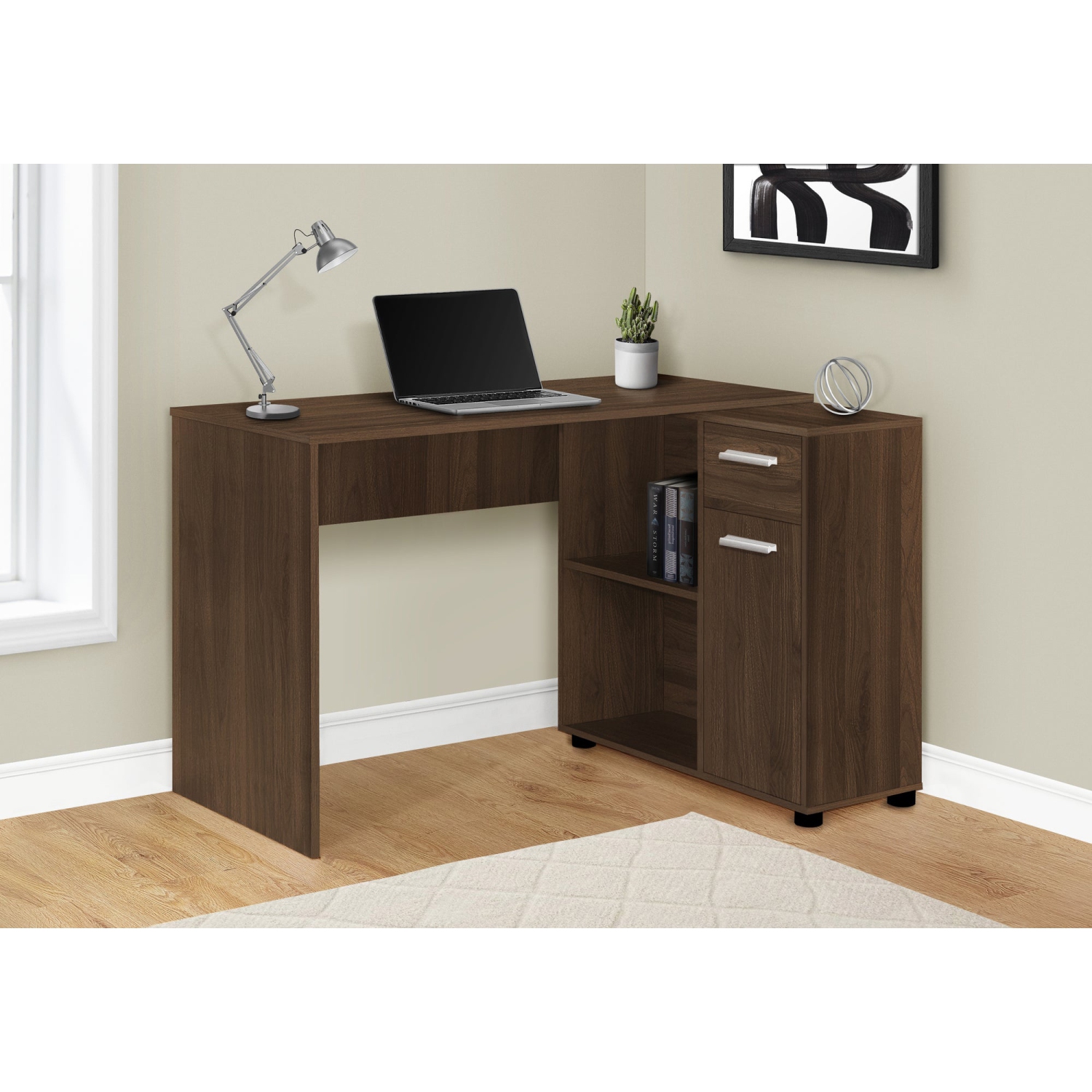 Monarch Specialties I 7348 Bureau - 46"L / Noyer Foncé / Cabinet De Rangement