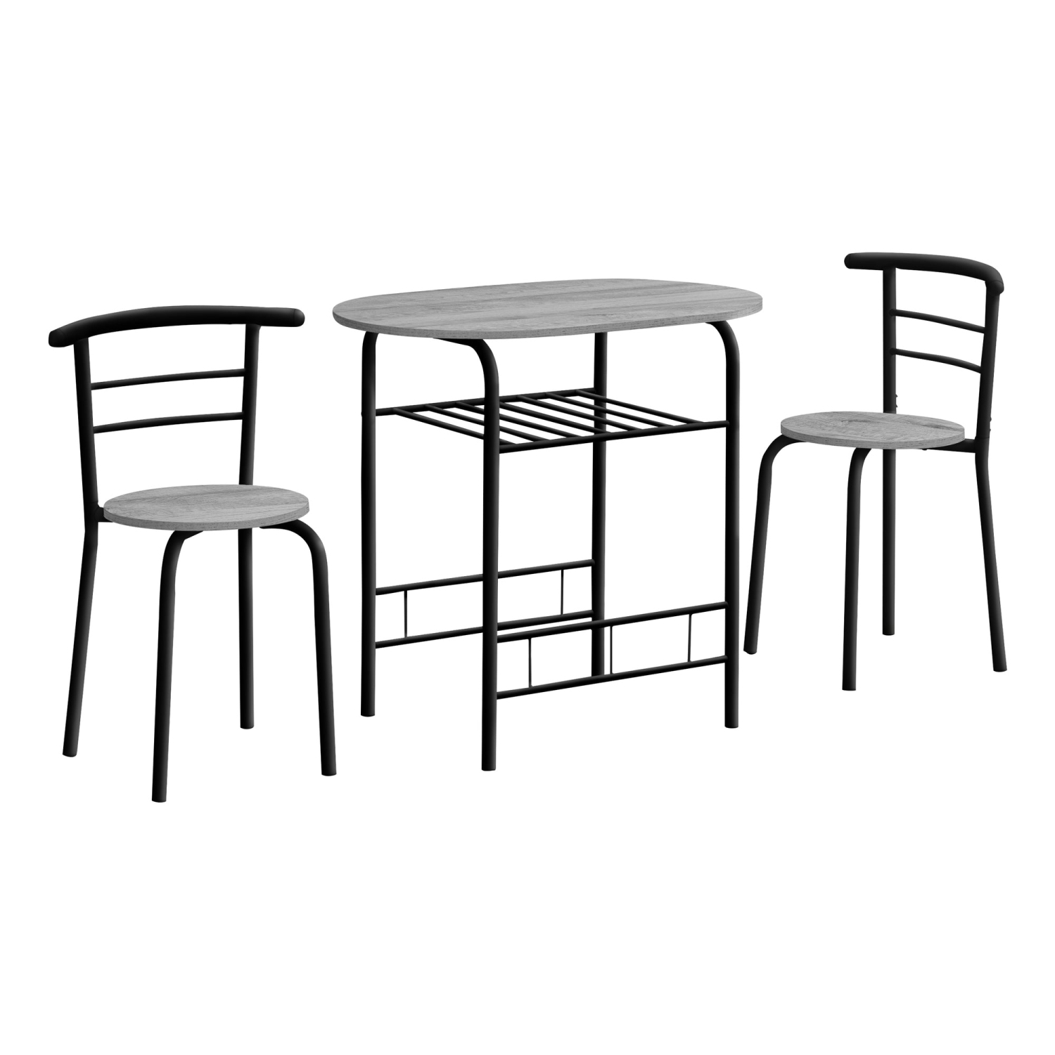 Monarch Specialties I 1207 Dining Set - 3pcs Set / Grey Top / Black Metal