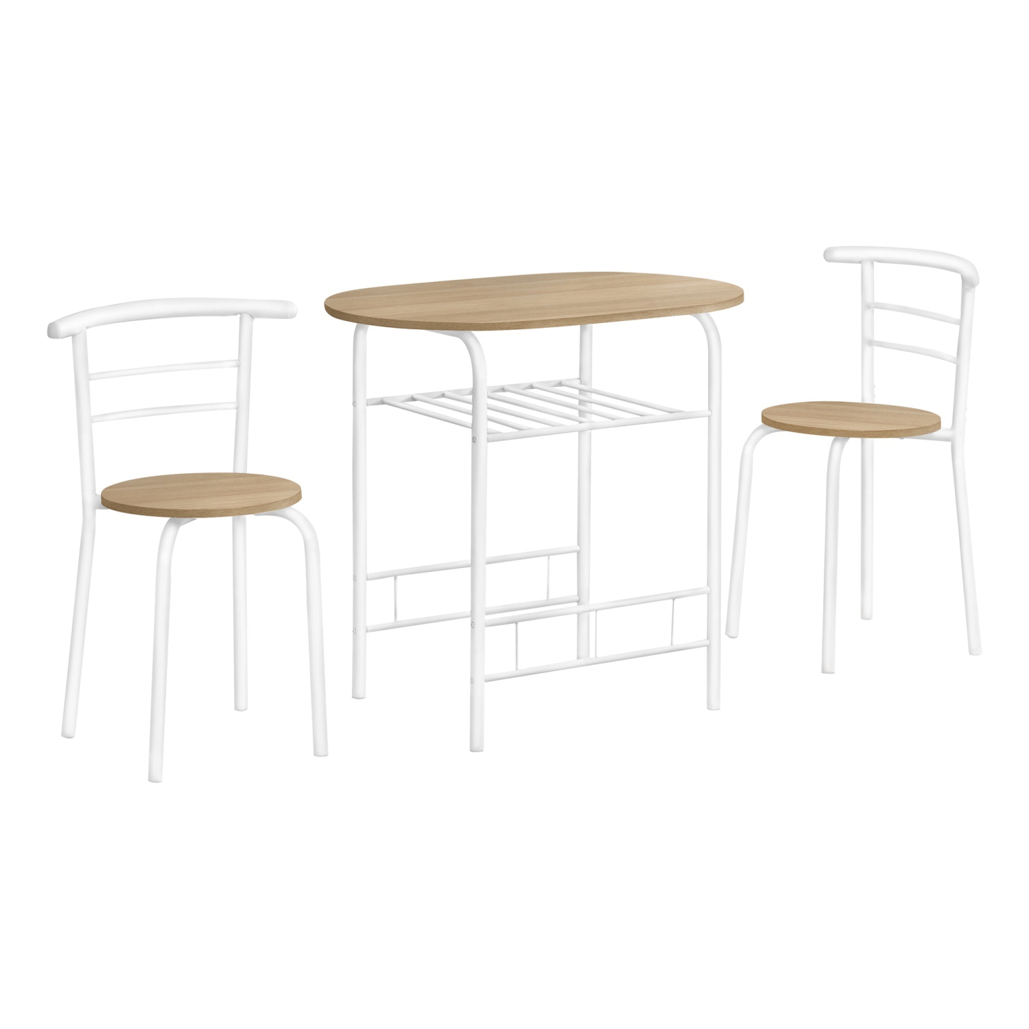 Monarch Specialties I 1209 Dining Set - 3pcs Set / Natural Top / White Metal