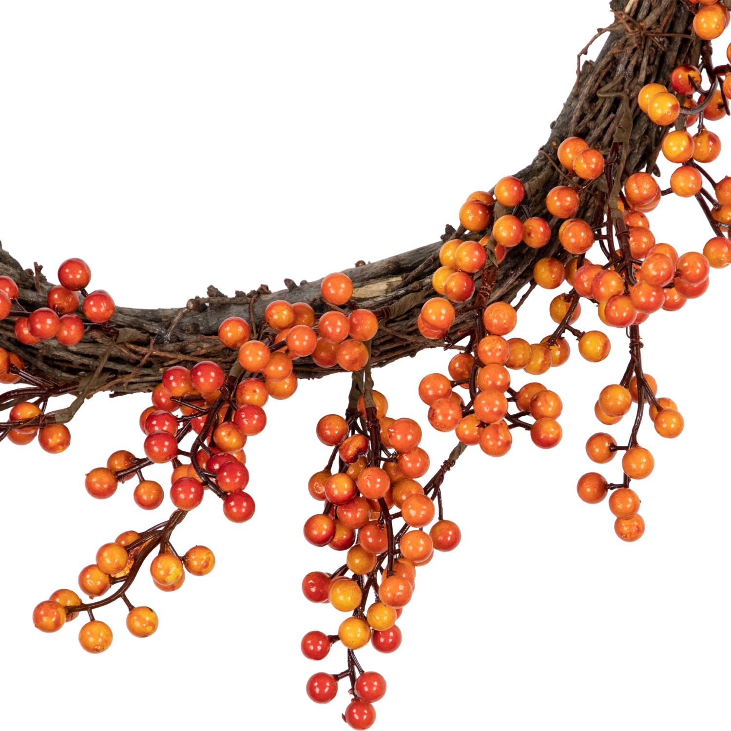 Red and Orange Artificial Berry Artificial Thanksgiving Wreath, 18-Inch, Unlit