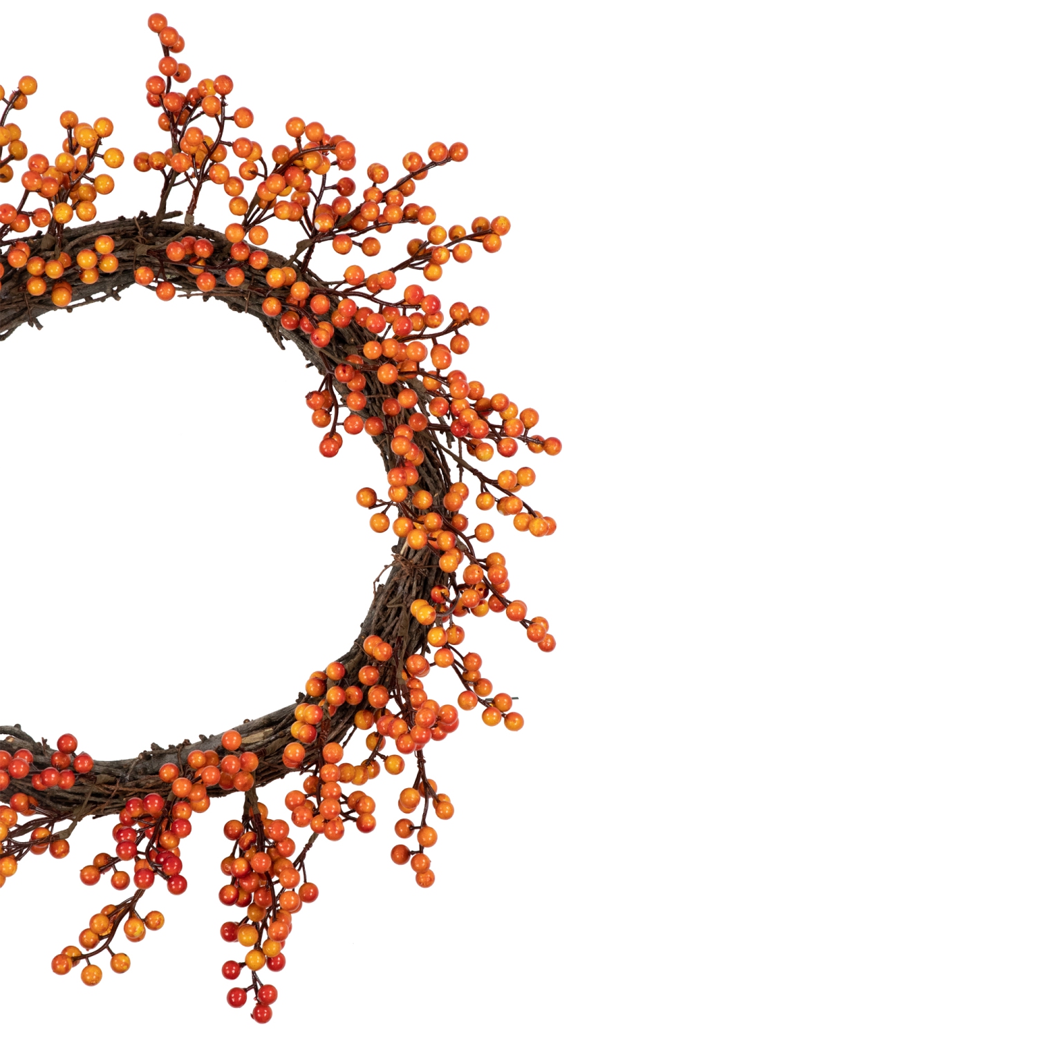 Red and Orange Artificial Berry Artificial Thanksgiving Wreath, 18-Inch, Unlit