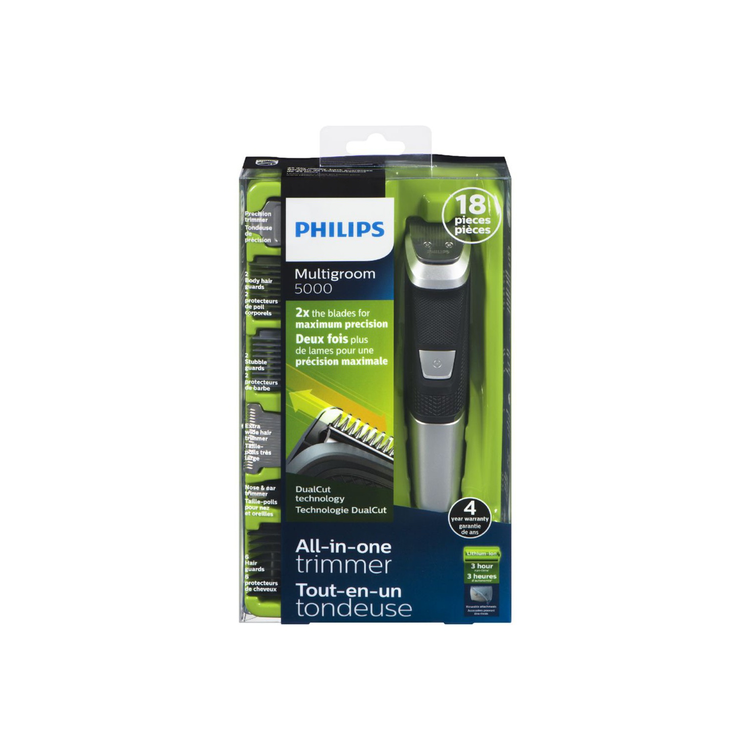 Philips Multigroom Trimmer Series 5000 | All-in-One With 18 Attachments- DualCut Technology- MG5750/18 - Brand New**- Black/Silver