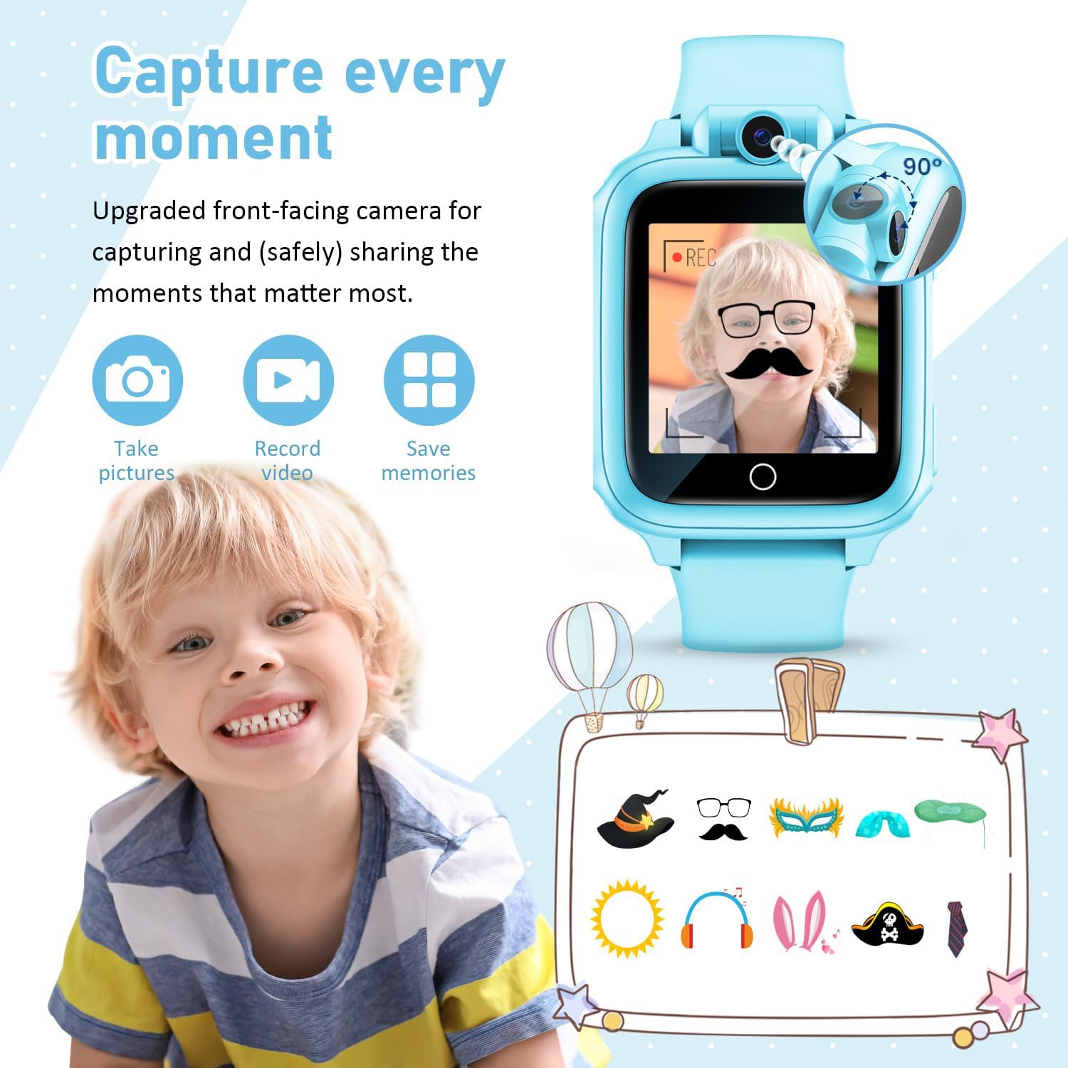 ULTREND Little Kids Smart Watch avec caméra réglable, micro d’enregistrement audio, haut-parleur et jeux amusants