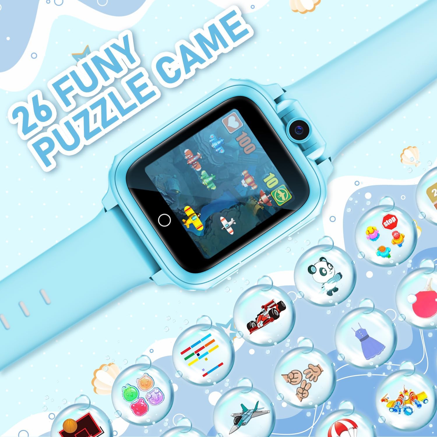 ULTREND Little Kids Smart Watch avec caméra réglable, micro d’enregistrement audio, haut-parleur et jeux amusants